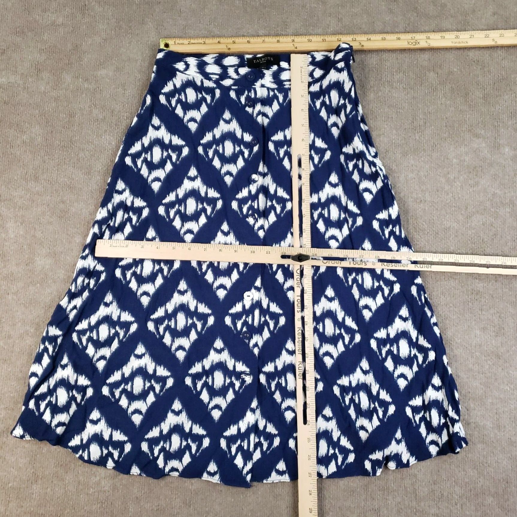 Talbots Talbots Skirt 4P Blue White Midi A-Line Petite Women Lightweight Vintage No Size 27" / US 4 / IT 40 - 2 Thumbnail