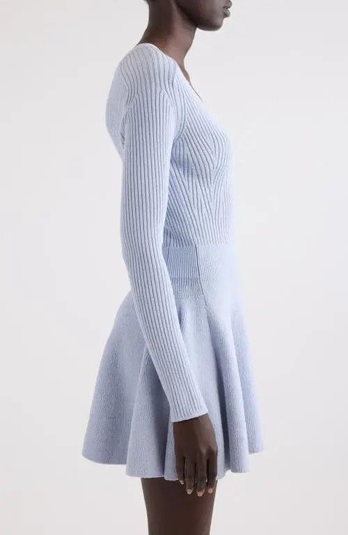 Balmain o1s1wg111225 Long Sleeve Ribbed Sweater Dress in Blue Size M / US 6-8 / IT 42-44 - 4 Thumbnail