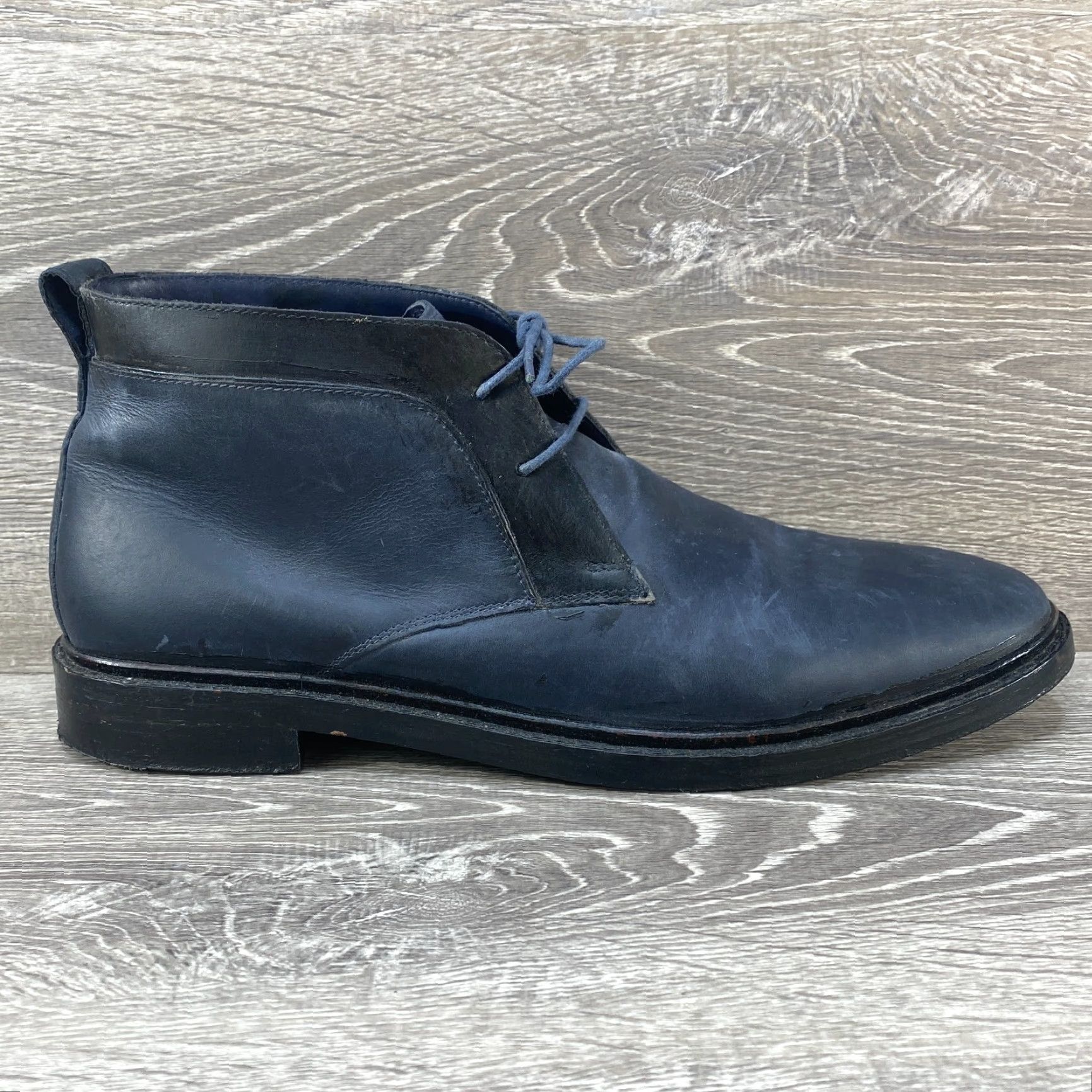 Cole Haan COLE HAAN Grand OS Cambridge Chukka Lace Up Boots Black Blue Leather Mens 10.5 M Shoe Boots Size US 11 / EU 44 - 2 Thumbnail