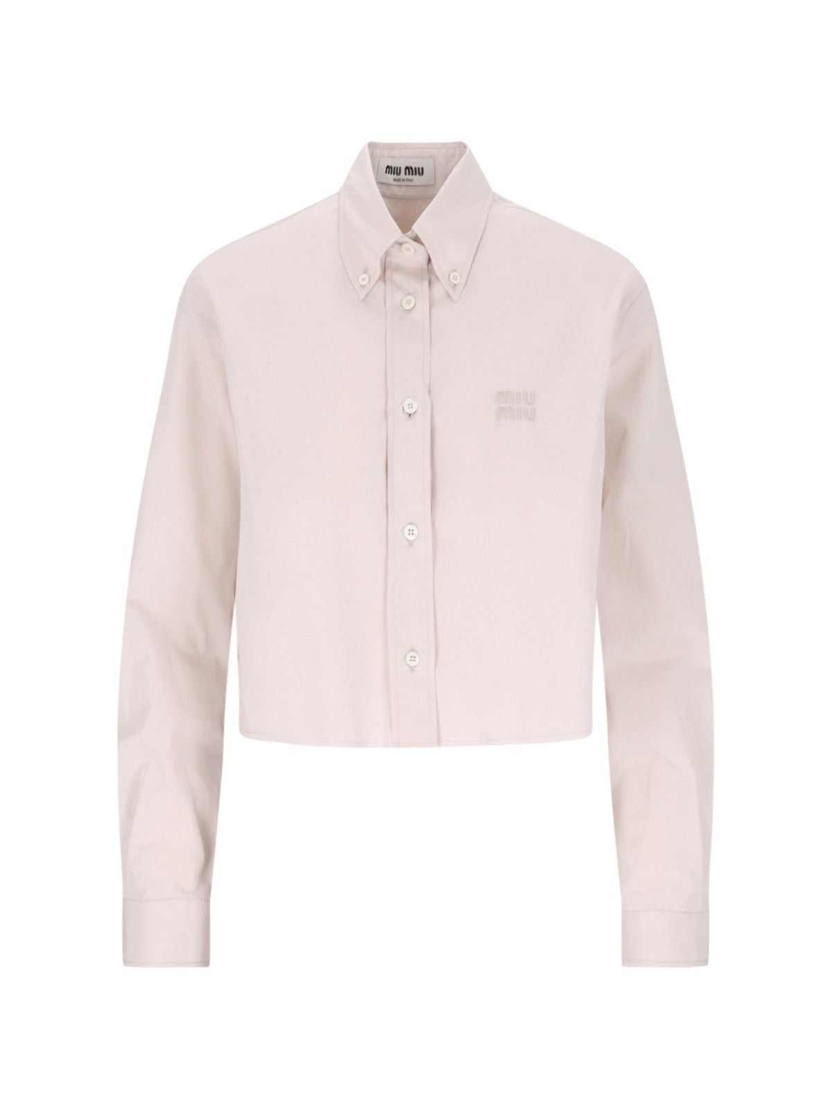image of Miu Miu Logo Crop Shirt Size 38 in Beige, Women's