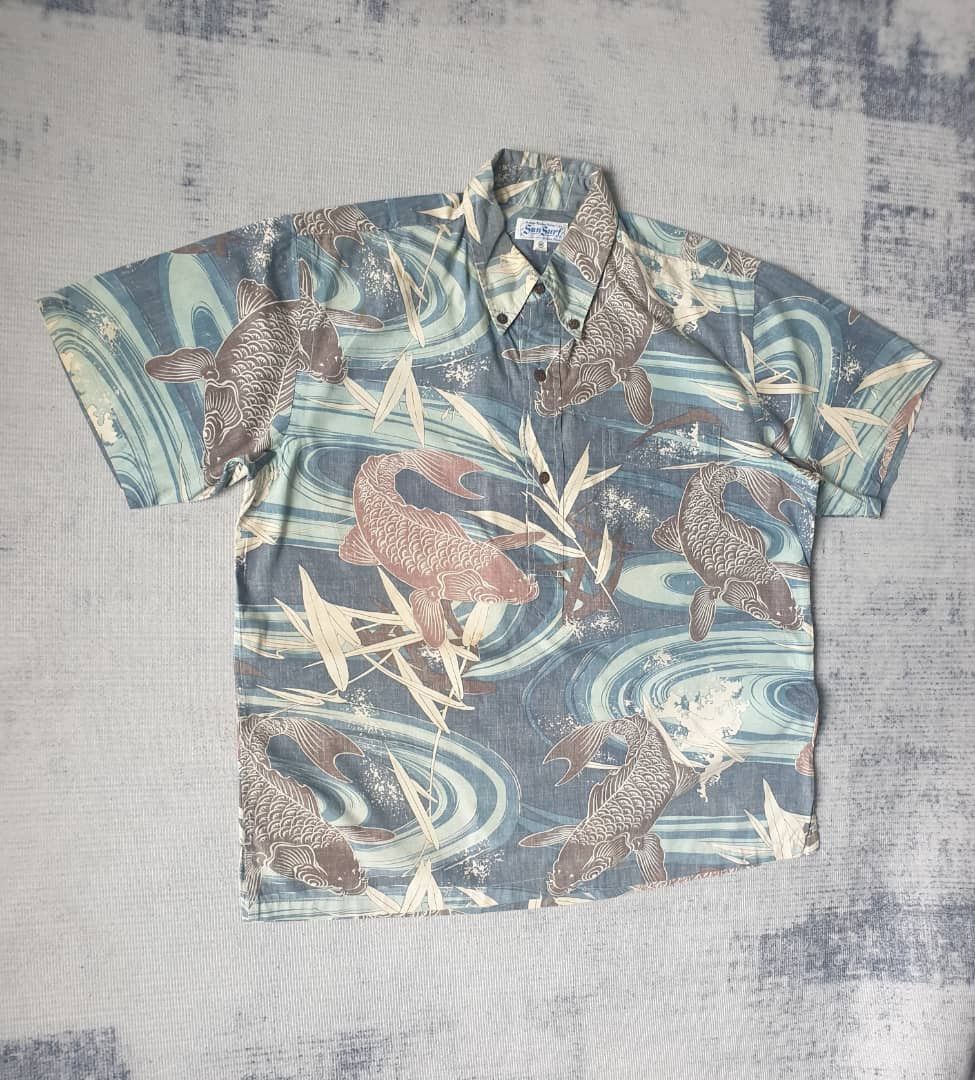 Sugar Cane 💥Sun surf fish koi yakuza Japanese pullover Hawaiian shirt Size US M / EU 48-50 / 2 - 10 Thumbnail