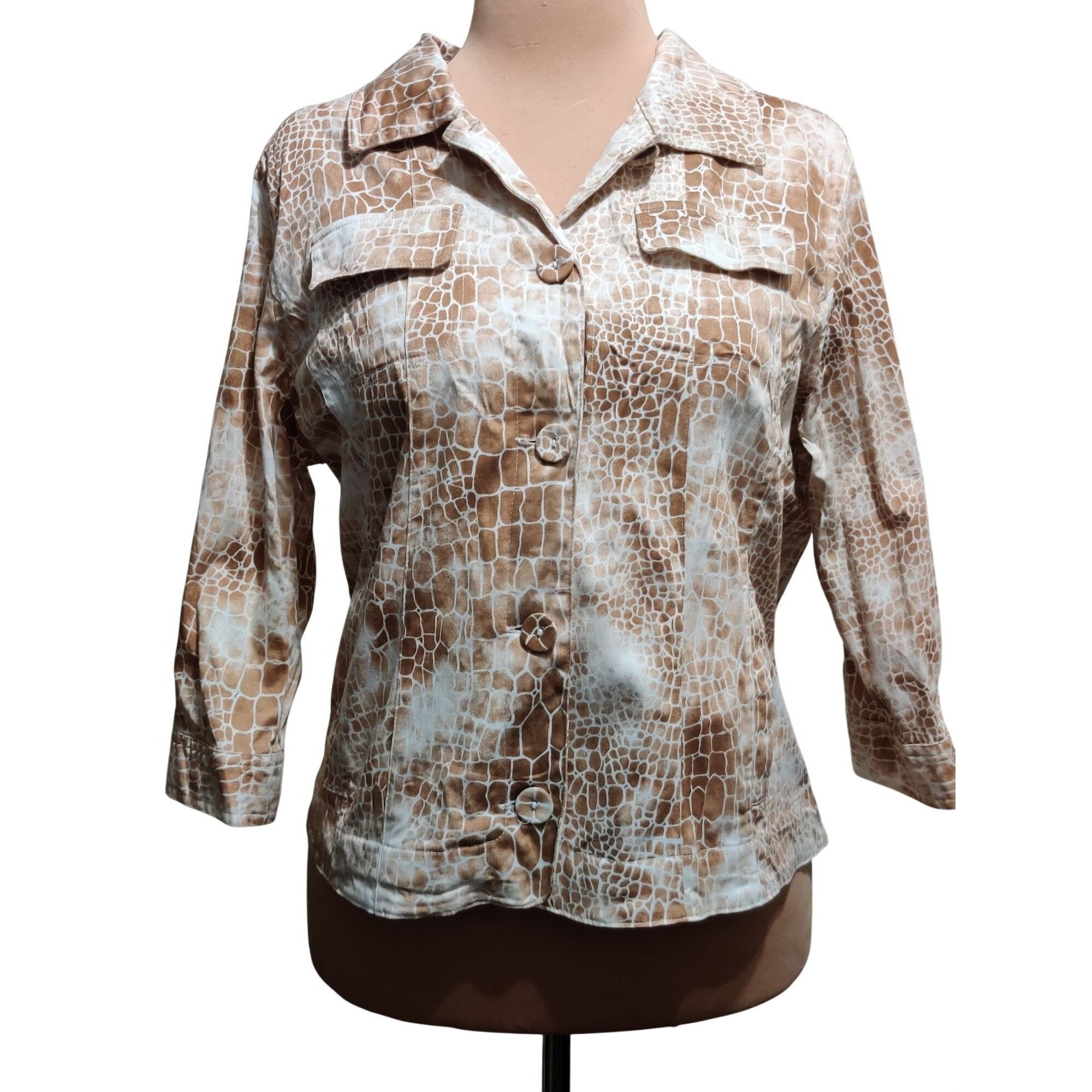Other Sorialle Petite Size XL Tan Giraffe Print Button Front Jacke Size XL / US 12-14 / IT 48-50 - 11 Thumbnail