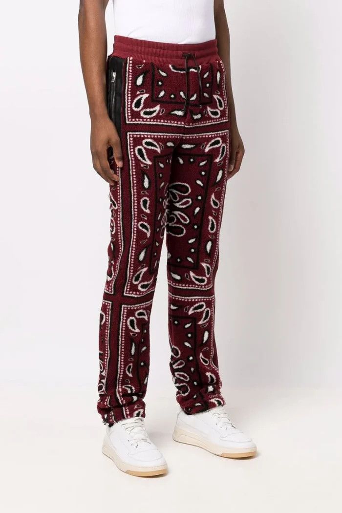 Amiri o1wfsh0625 Bandana Paisley Fleece Trousers in Red Size US 28 / EU 44 - 2 Thumbnail