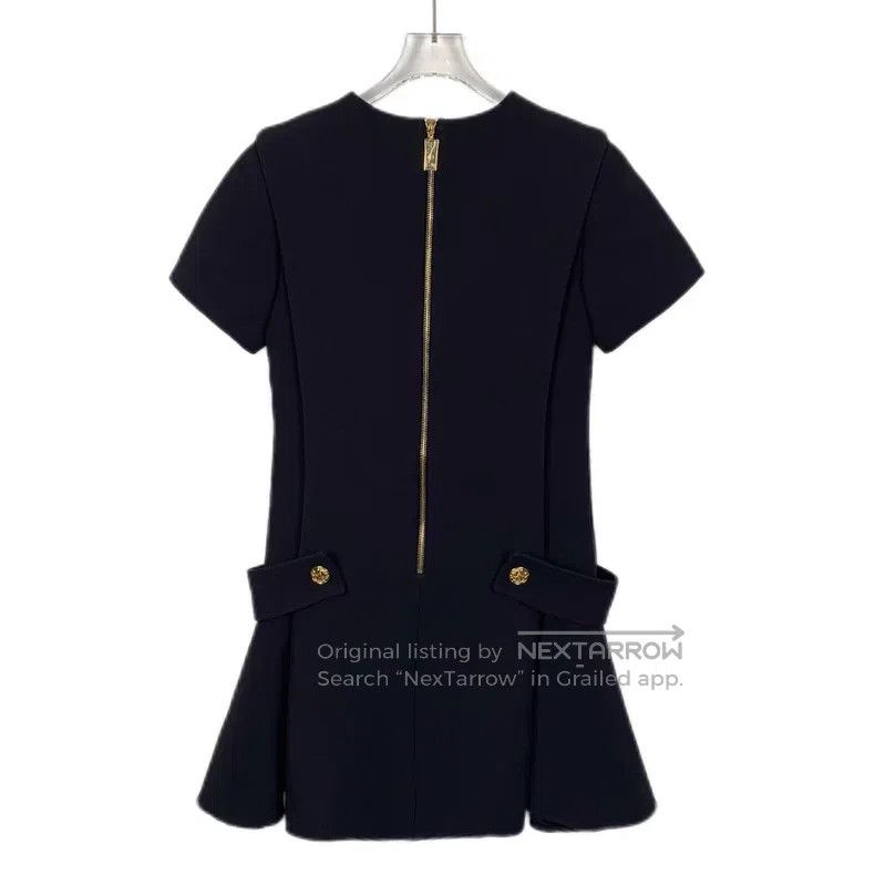 Louis Vuitton Louis Vuitton 22 Black Wool Zip Crew Neck Short Sleeve Dre Size XXS / US 00 / IT 34 - 2 Thumbnail