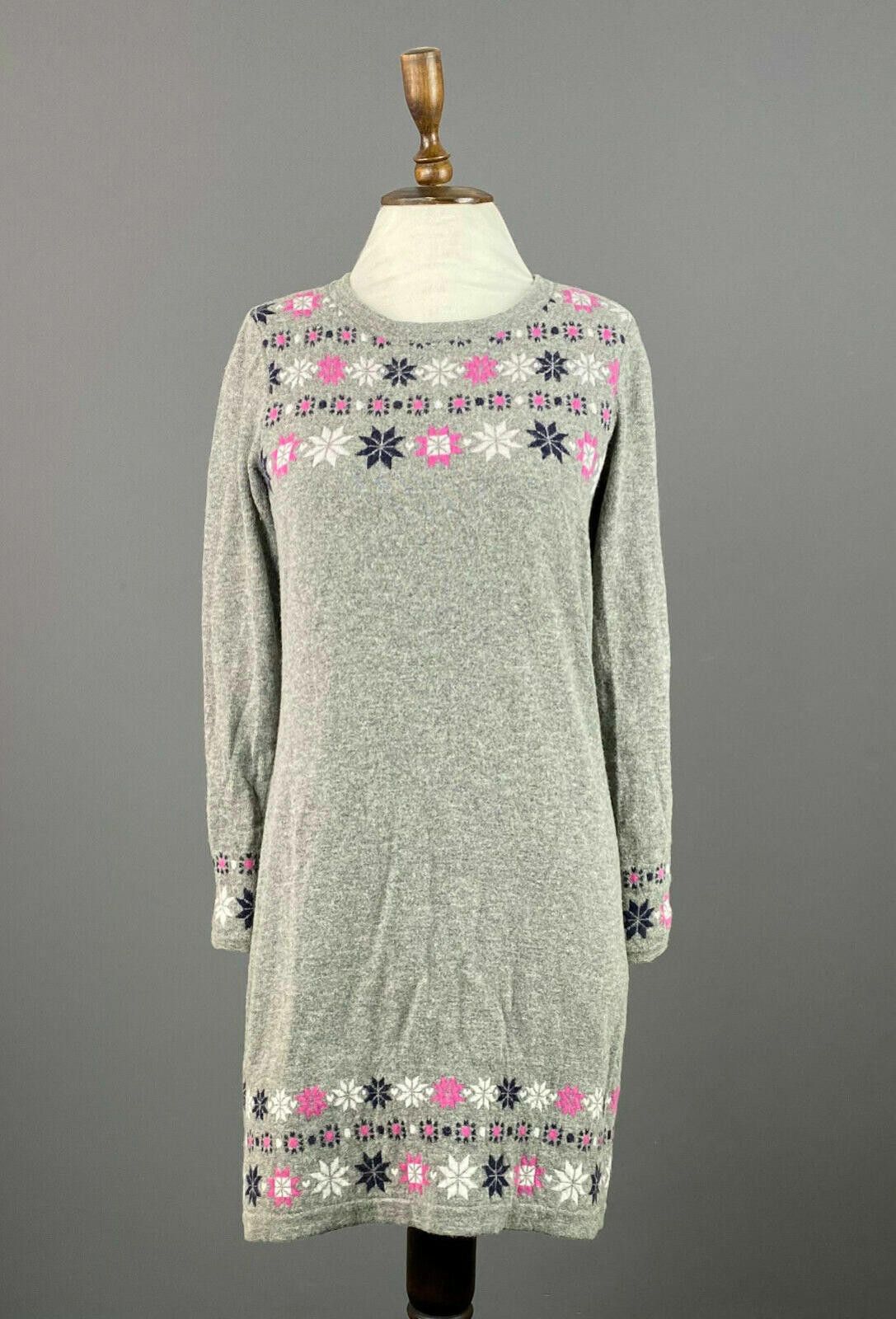 Designer Laura Ashley Gray Floral Wool Sweater Dress US 8 UK 12 Size XL / US 12-14 / IT 48-50 - 1 Thumbnail