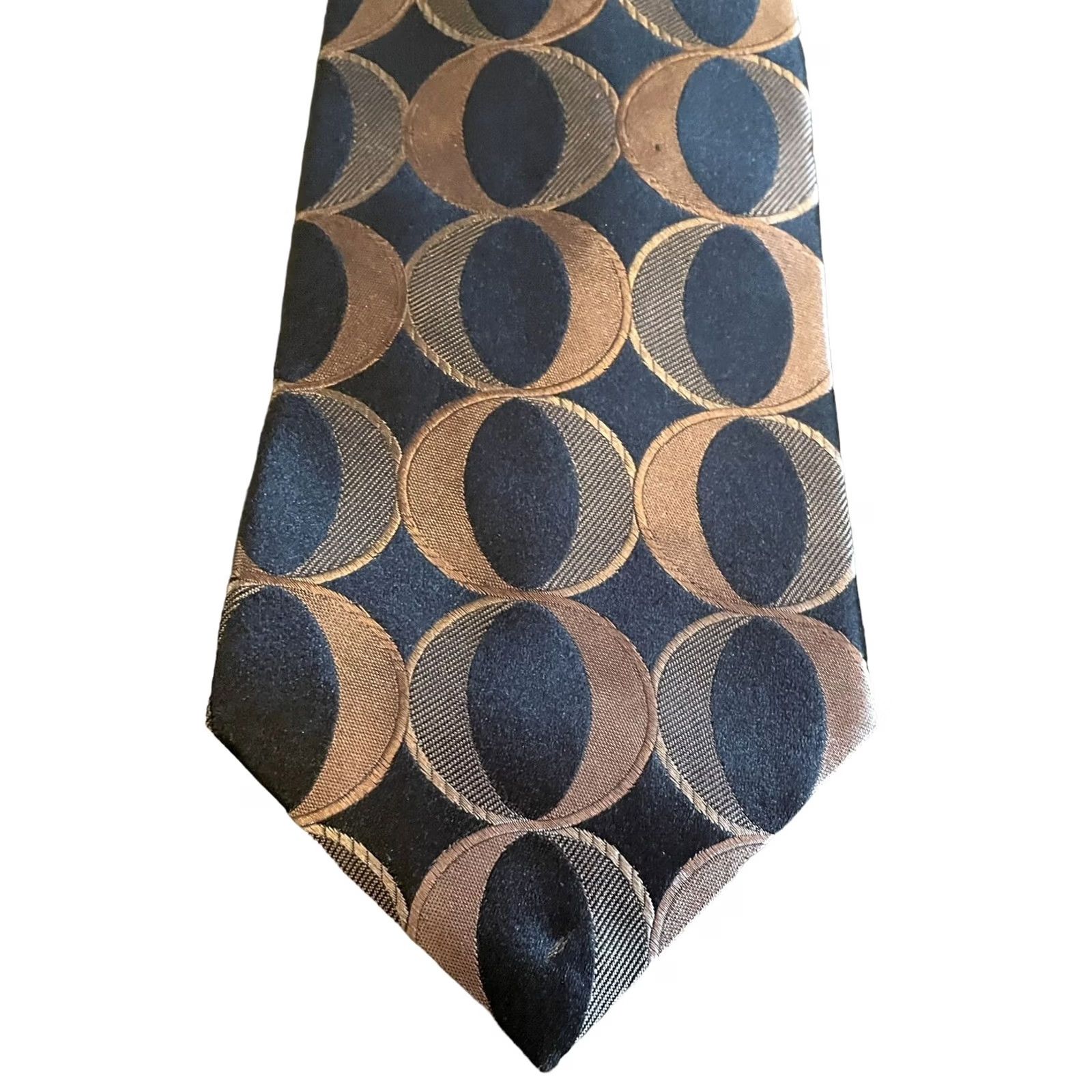 Murano VTG Murano Italia Silk Tie NWT Brown & Black Geometric Shaped Made In USA Men’s Tie Mens Adjustable Classic 57"-60" Silk Blend Geometric Shapes Size ONE SIZE - 4 Thumbnail
