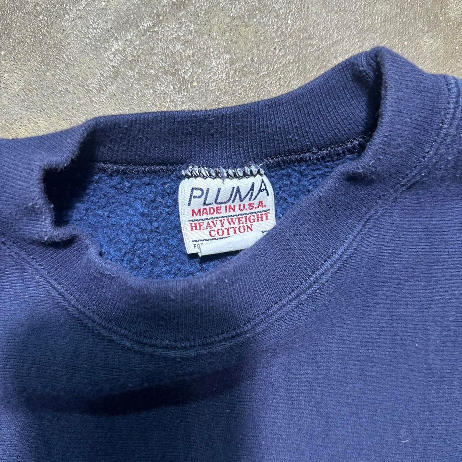 Hanes Vintage 90s Pluma Navy Blue Blank Crewneck USA Sweatshirt Size US XL / EU 56 / 4 - 3 Thumbnail