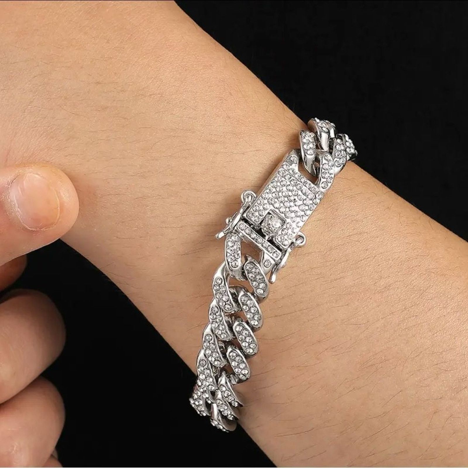 Other Cuban Link Iced Out Bracelet Paved Miami Cuban Mens Bracelet Size ONE SIZE - 3 Thumbnail