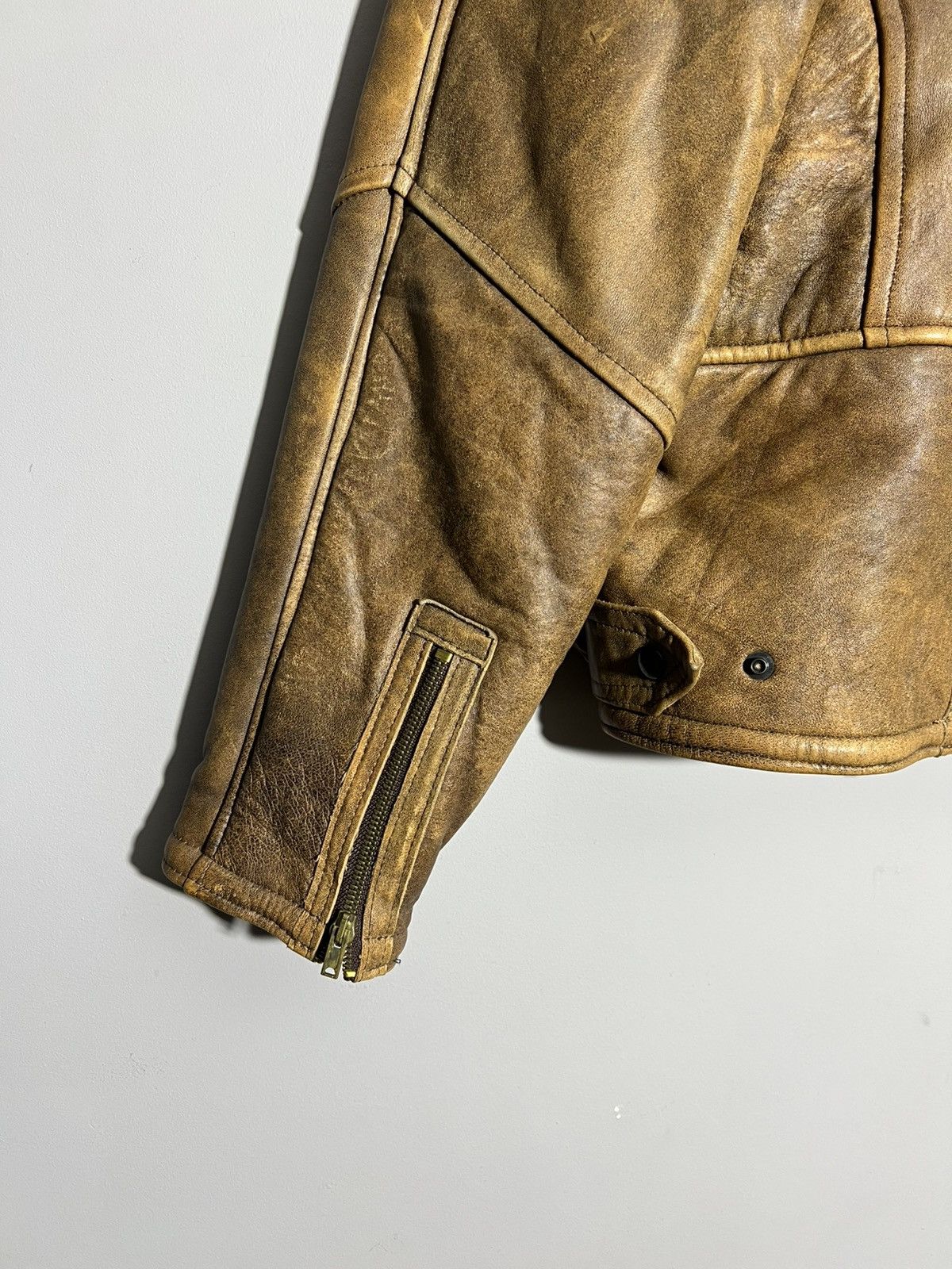 Vintage Vintage Washed Brown Real Leather Biker Jacket Motorcycle Size L / US 10 / IT 46 - 11 Thumbnail