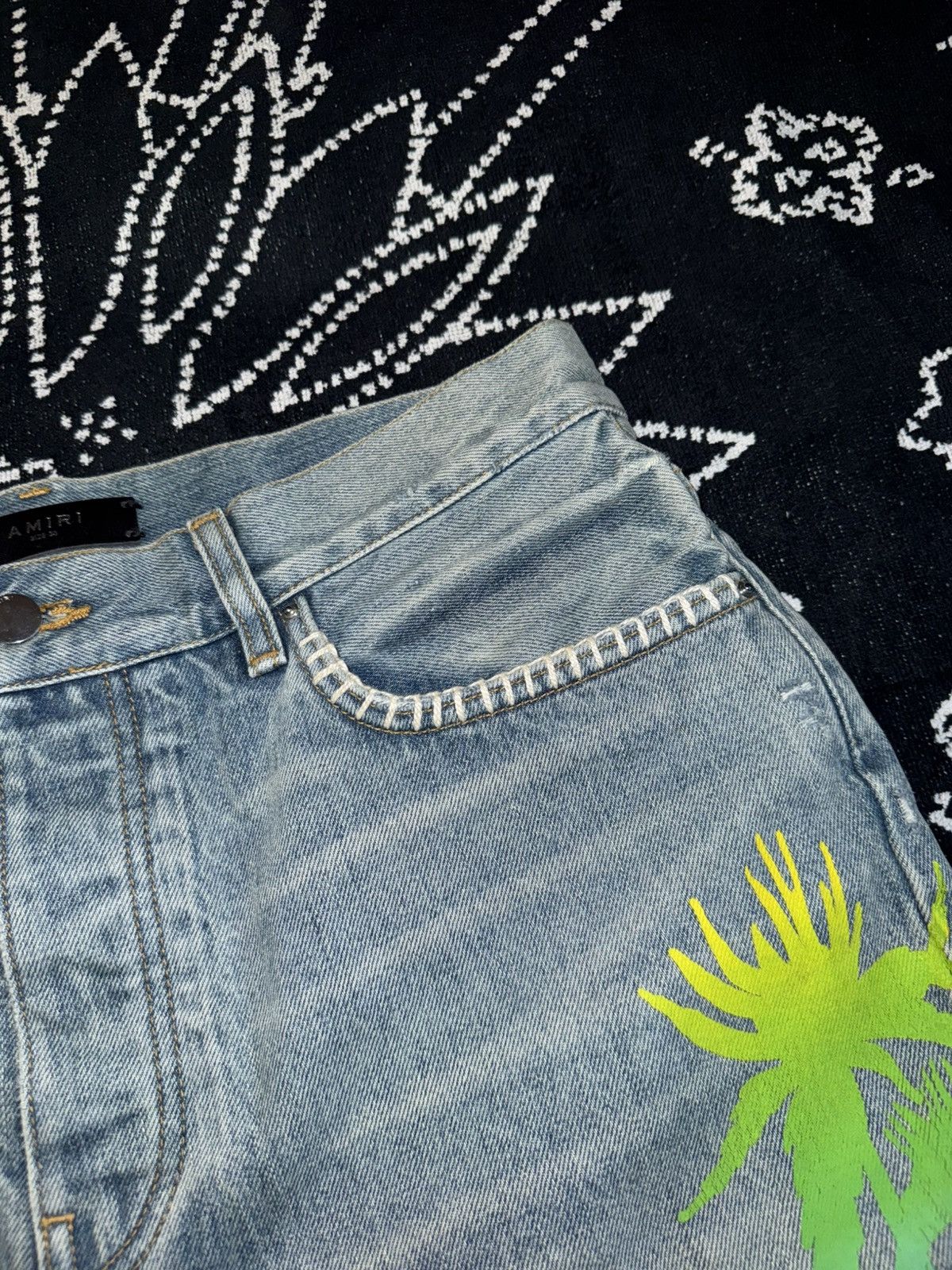 Amiri AMIRI ETERNAL HAPPINESS DENIM DISTRESSED SHORTS Size US 33 - 9 Thumbnail