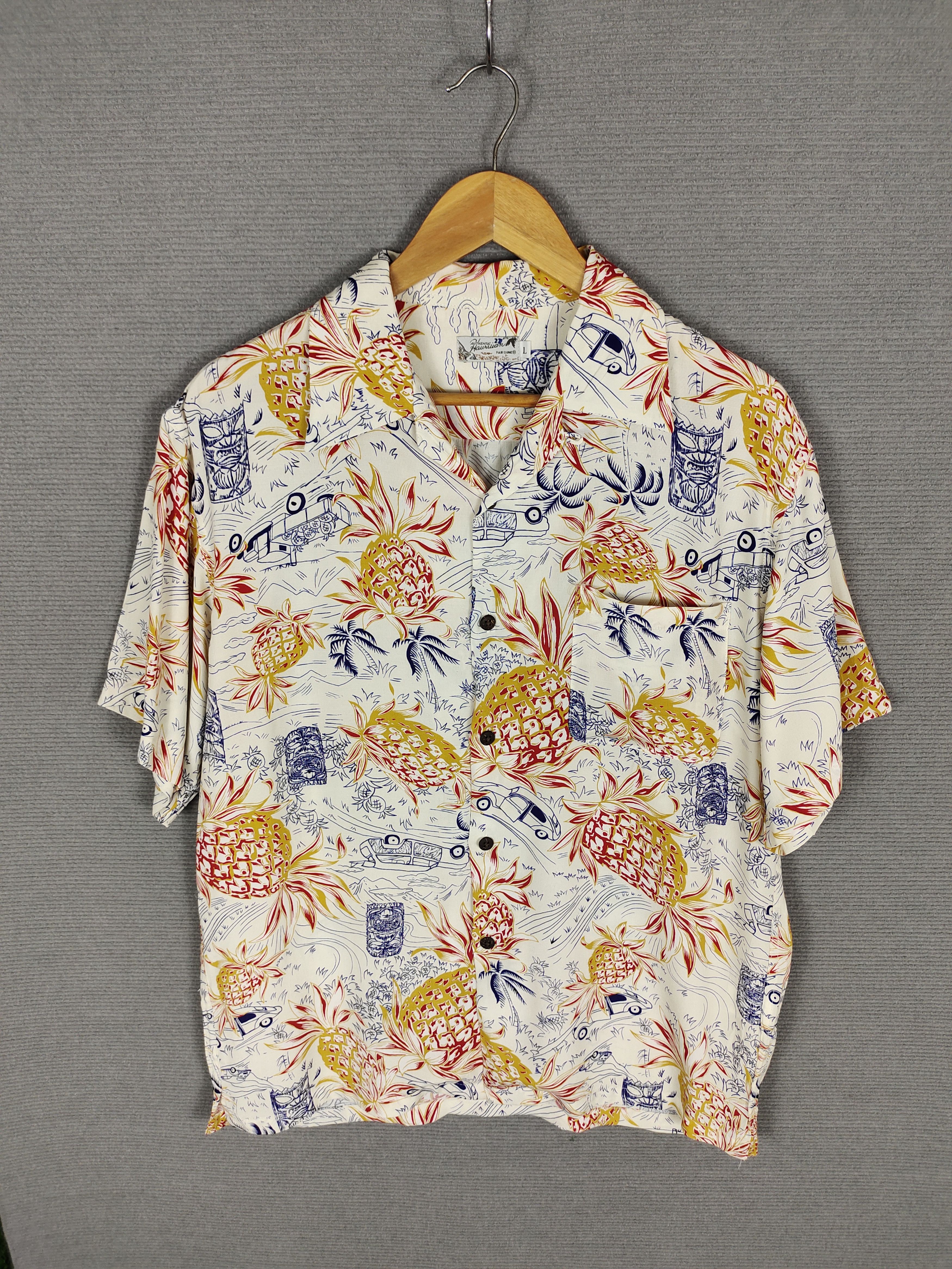 Sun Surf Japanese Hawaiian Pair Shine Pineapple Rayon Crepe Shirt Size US L / EU 52-54 / 3 - 1 Thumbnail