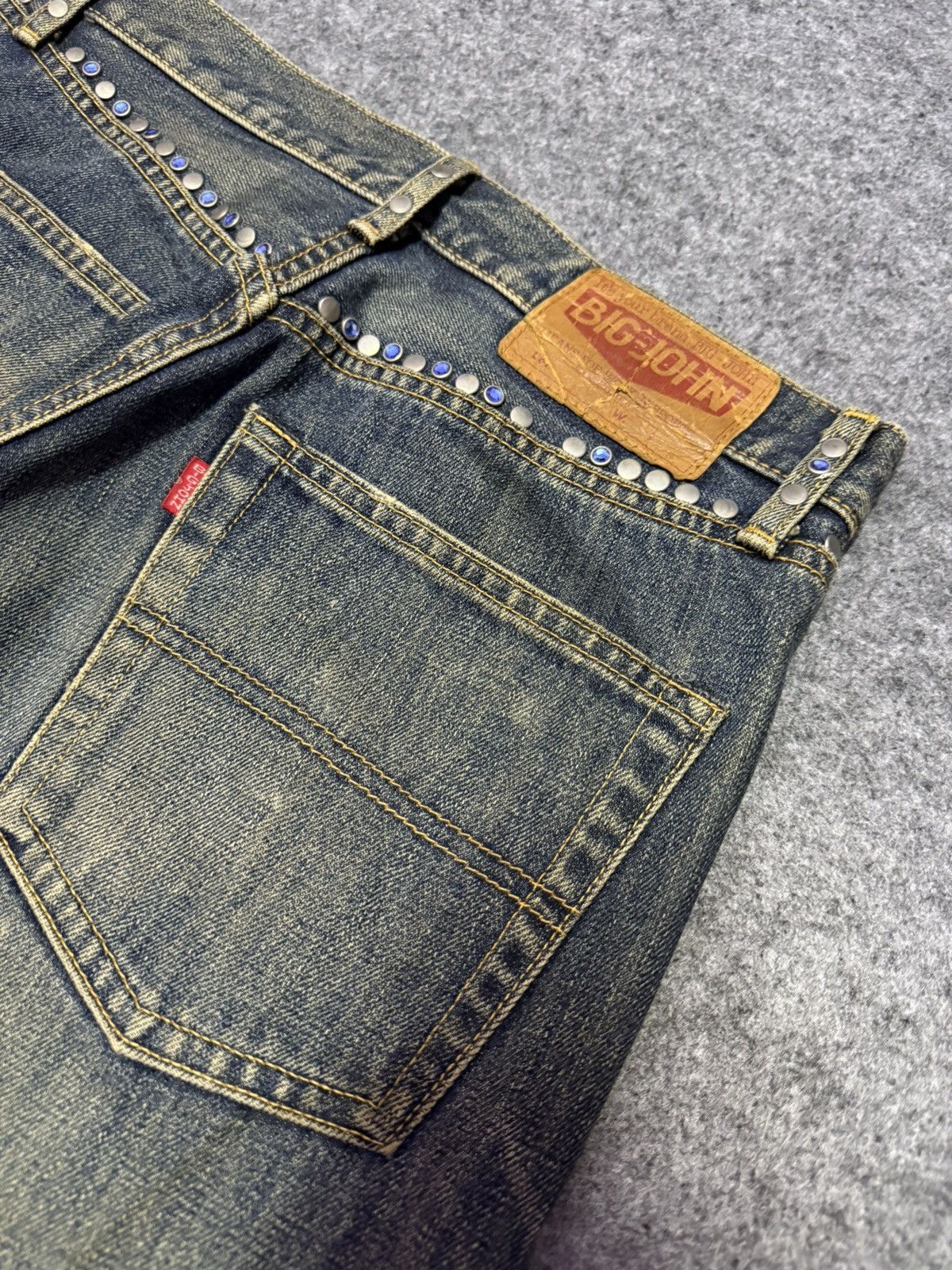 Big John × Edwin × Japanese Brand 90s Big John Studded Gemstone Tribal Flame Mud Wash Jeans Size US 30 / EU 46 - 13 Thumbnail