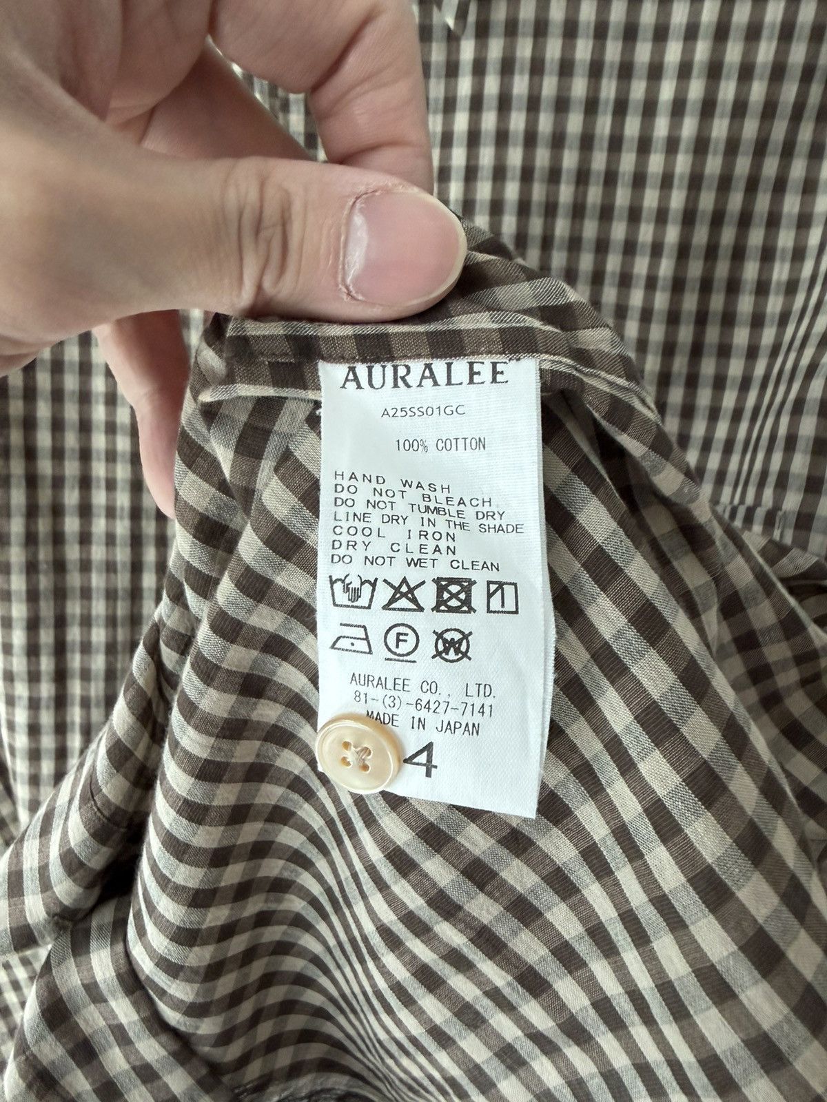 Auralee Auralee Airy Cotton Brown Checkered Shirt Size US L / EU 52-54 / 3 - 4 Thumbnail