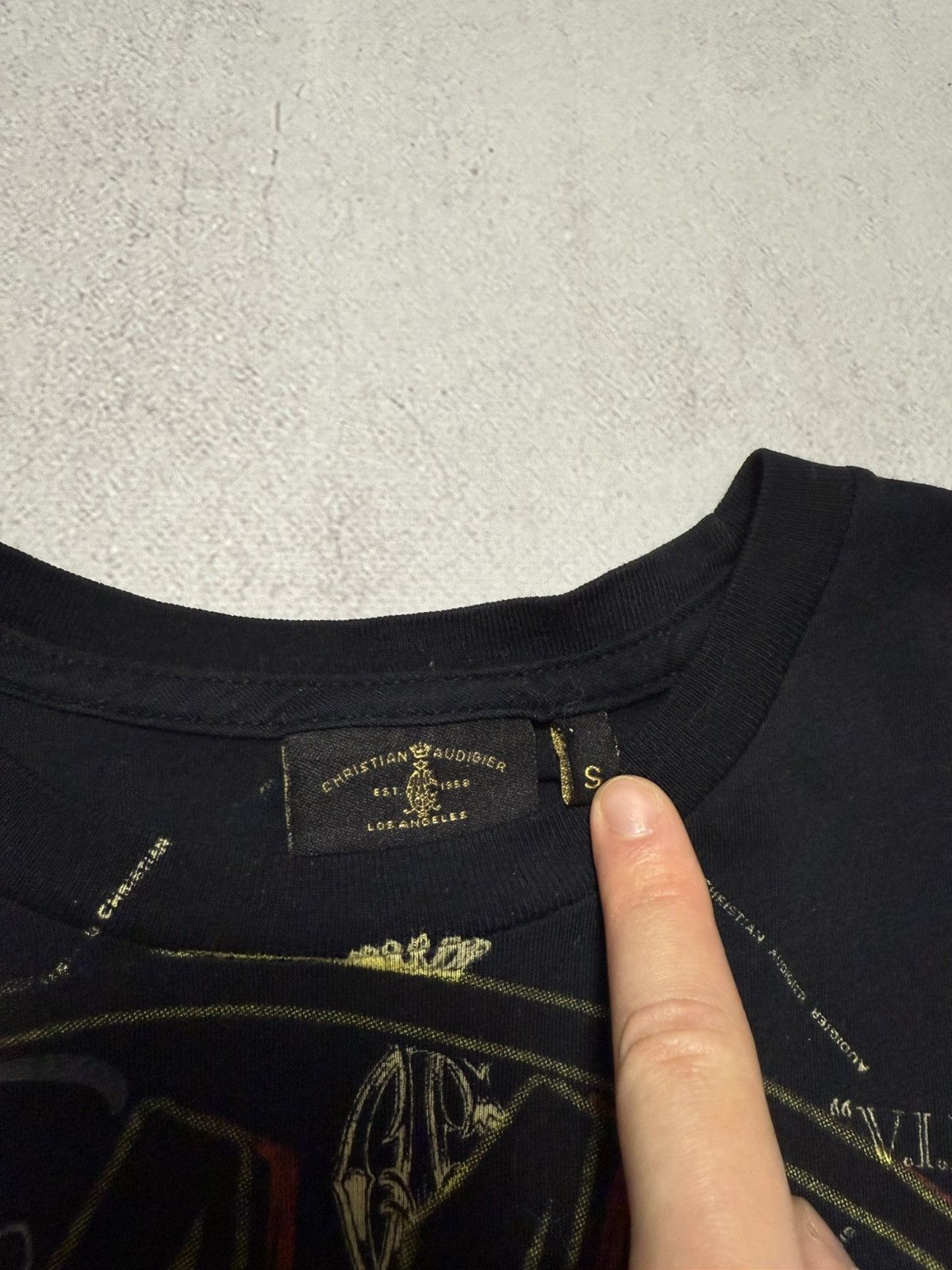 Christian Audigier × Ed Hardy × Japanese Brand Vintage Christian Audigier T Shirt Tee Overprinted Black Y2K Size US S / EU 44-46 / 1 - 11 Thumbnail