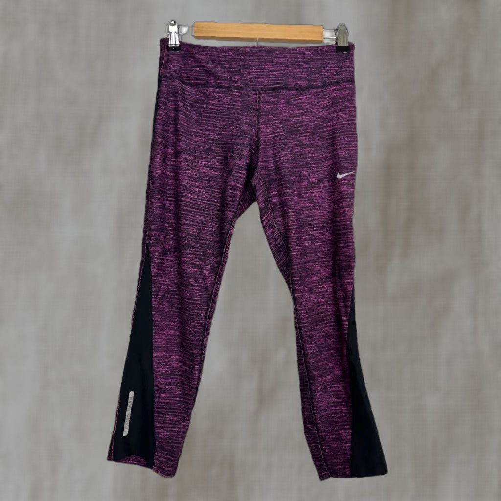 Nike Nike Womens Leggings Capri DriFit Drawstring M Black Pink 28x24 Activewear Womens Size 32" / US 10 / IT 46 - 1 Thumbnail