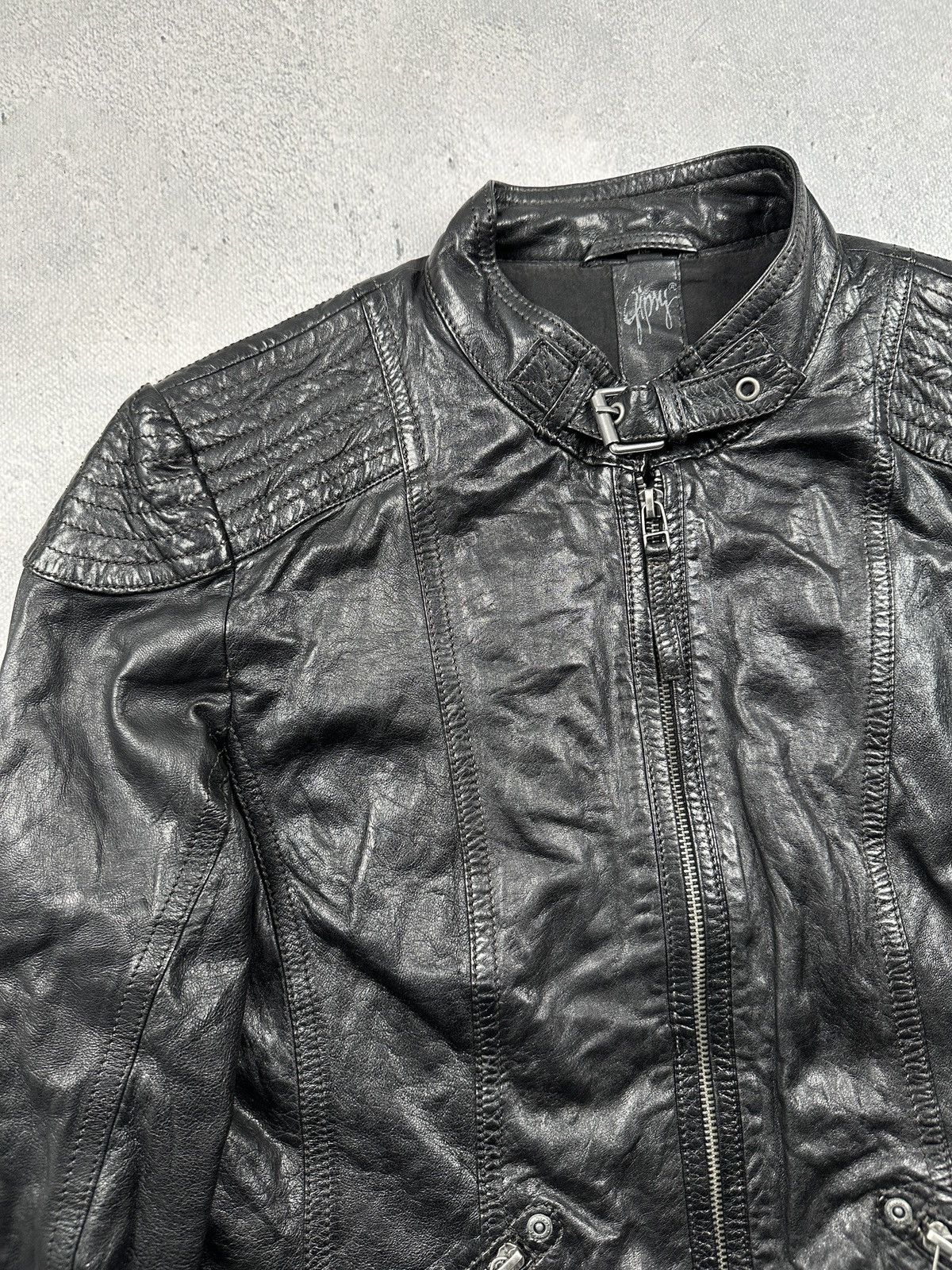 Leather Gipsy Archive Y2K Black Leather Moto Biker Jacket Womens 90s Size M / US 6-8 / IT 42-44 - 7 Thumbnail
