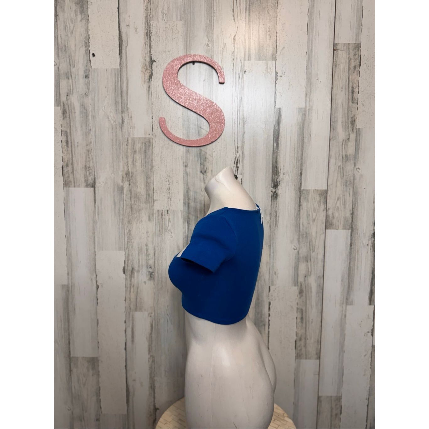 Zara ZARA Blue Square Neck Crop Top Women’s Small – Short Sleeve Stretchy Basic Size S / US 4 / IT 40 - 6 Thumbnail