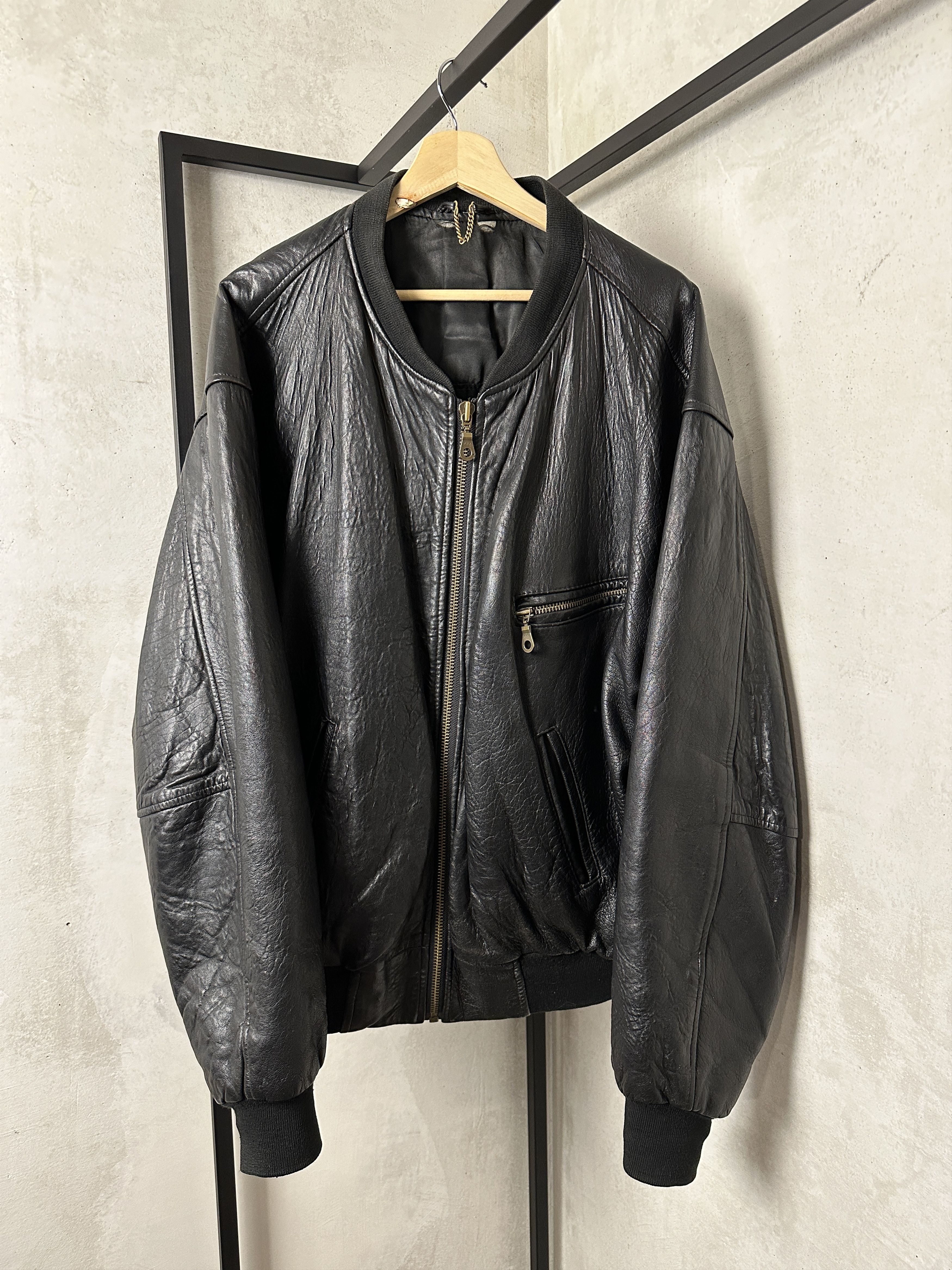 Genuine Leather Black Bomber Jacket