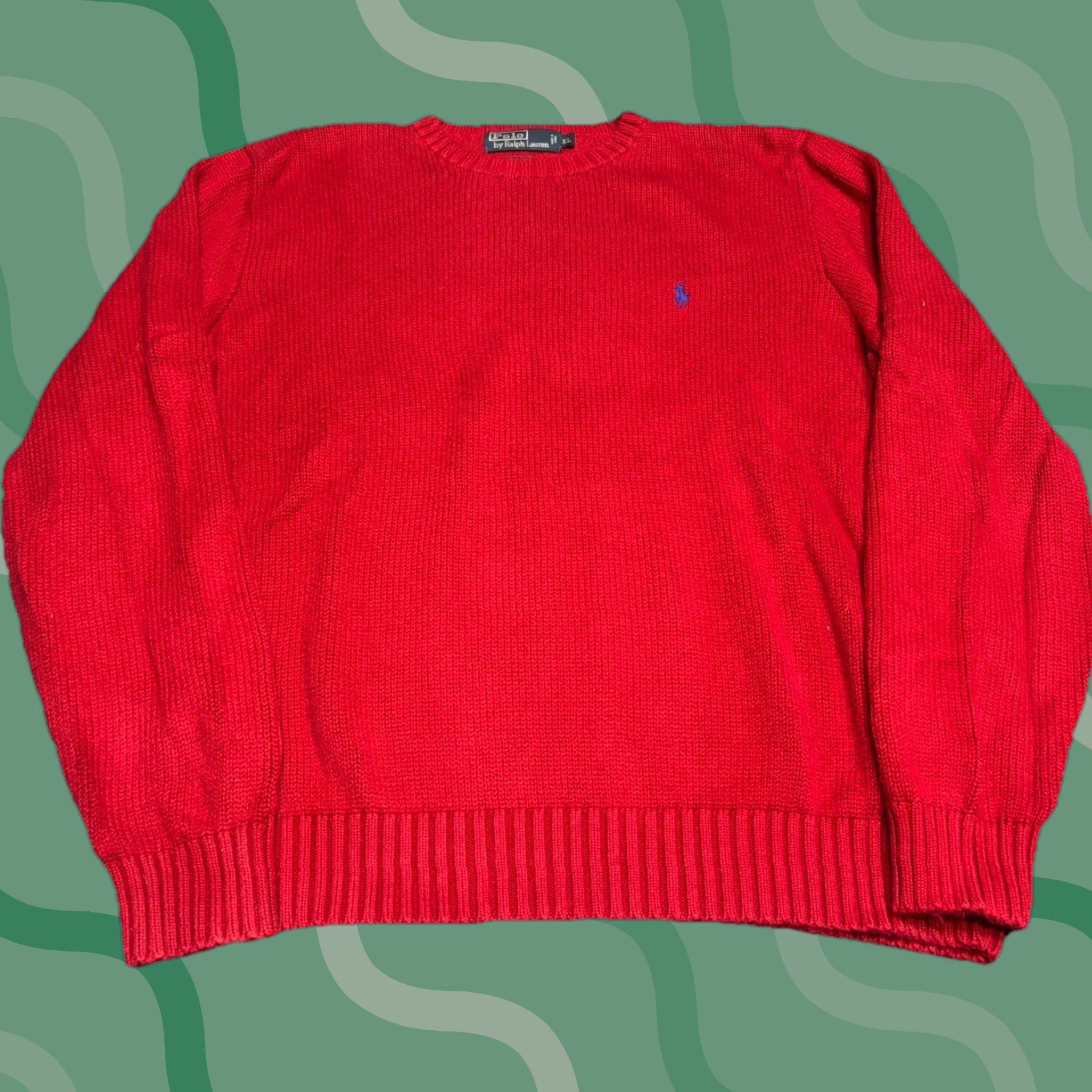 Ralph Lauren VTG Ralph Lauren Polo Sweater Mens XL Cotton Knit Crew Neck Pullover 1990s Red Size US XL / EU 56 / 4 - 1 Thumbnail