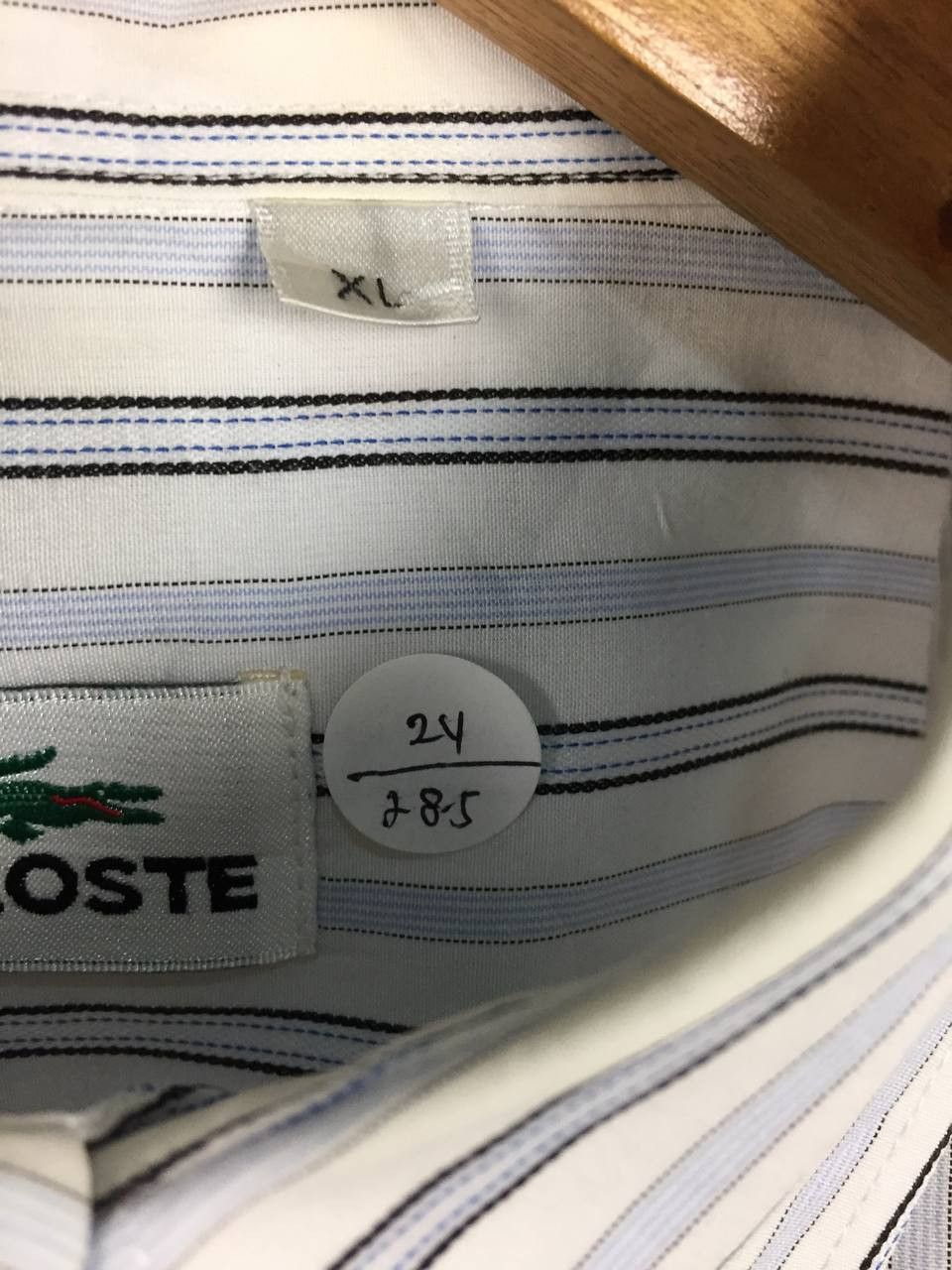 Lacoste Lacoste Embroidered Logo Pinstripe Button Down Shirt Size US XL / EU 56 / 4 - 8 Thumbnail