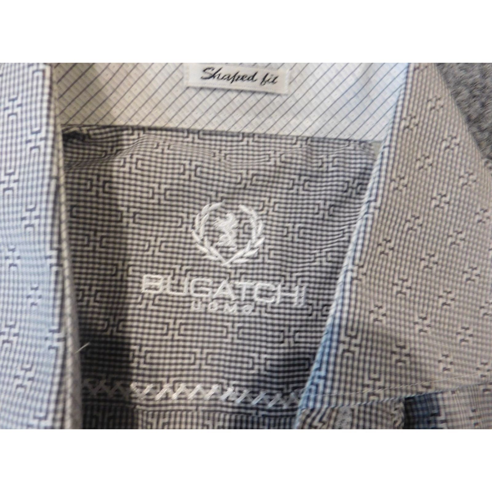 BUGATCHI Bugatchi Uomo Shirt Mens M Gray Button-Up Knit Cotton Casual Plaid Long Sleeve Collared Slimming Pockets Regular Vintage No Buttons Mens Size US M / EU 48-50 / 2 - 4 Thumbnail