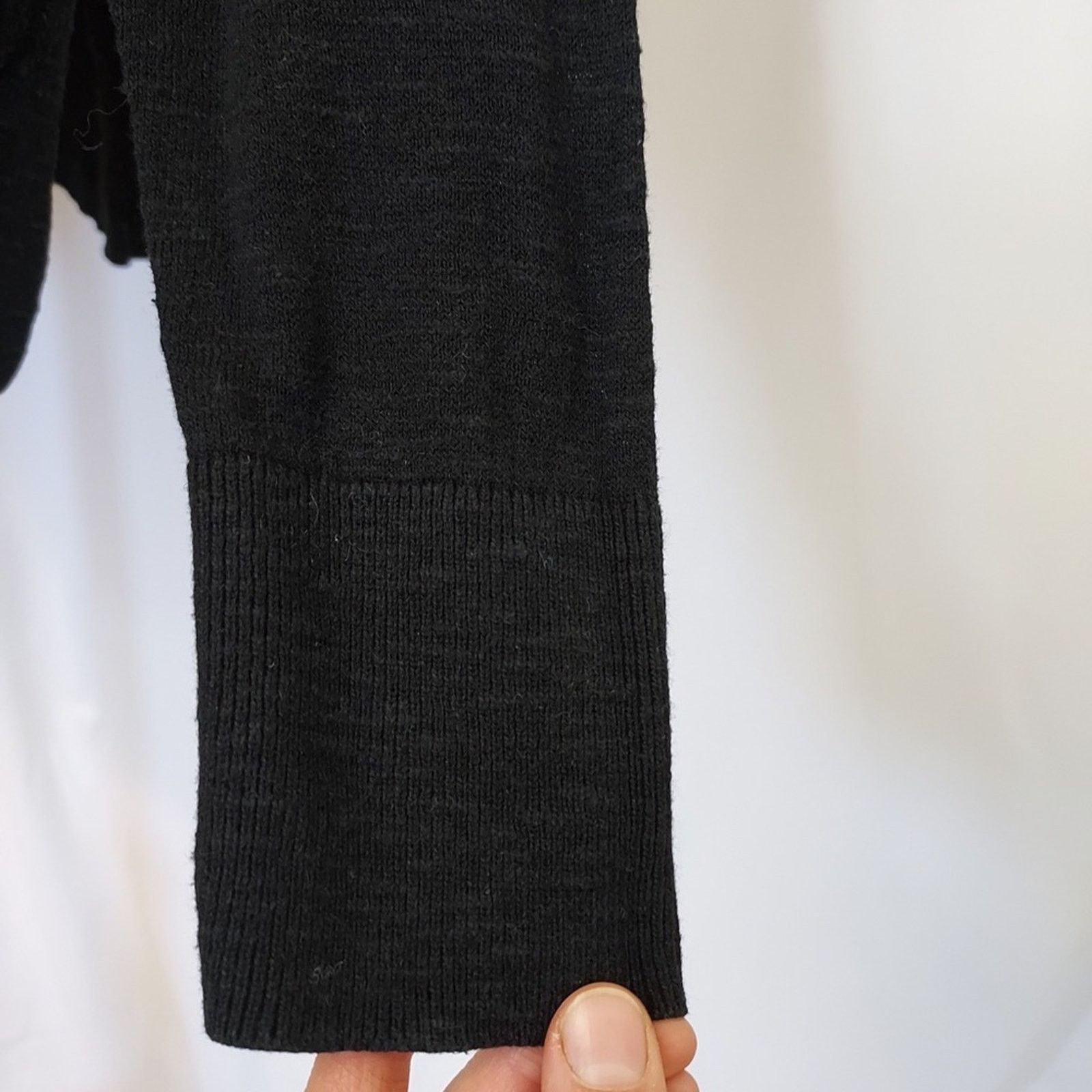Gap Gap Black Knit Cotton Blend Open Ribbed Cardigan Sweater Size M / US 6-8 / IT 42-44 - 4 Thumbnail