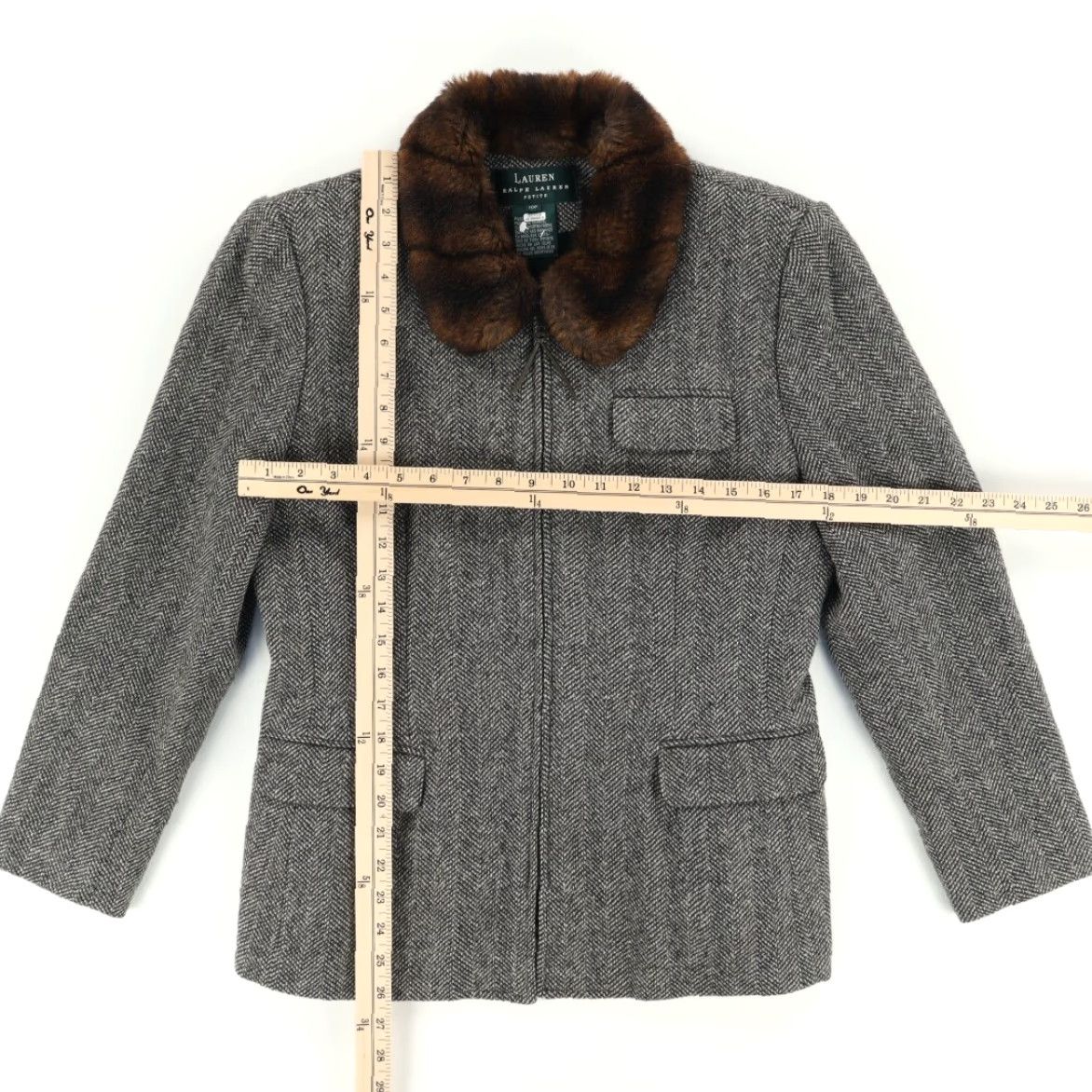 Ralph Lauren Lauren Ralph Lauren Jacket Women Gray 10P Full Zip Fur Collar Wool Womens Size L / US 10 / IT 46 - 3 Thumbnail