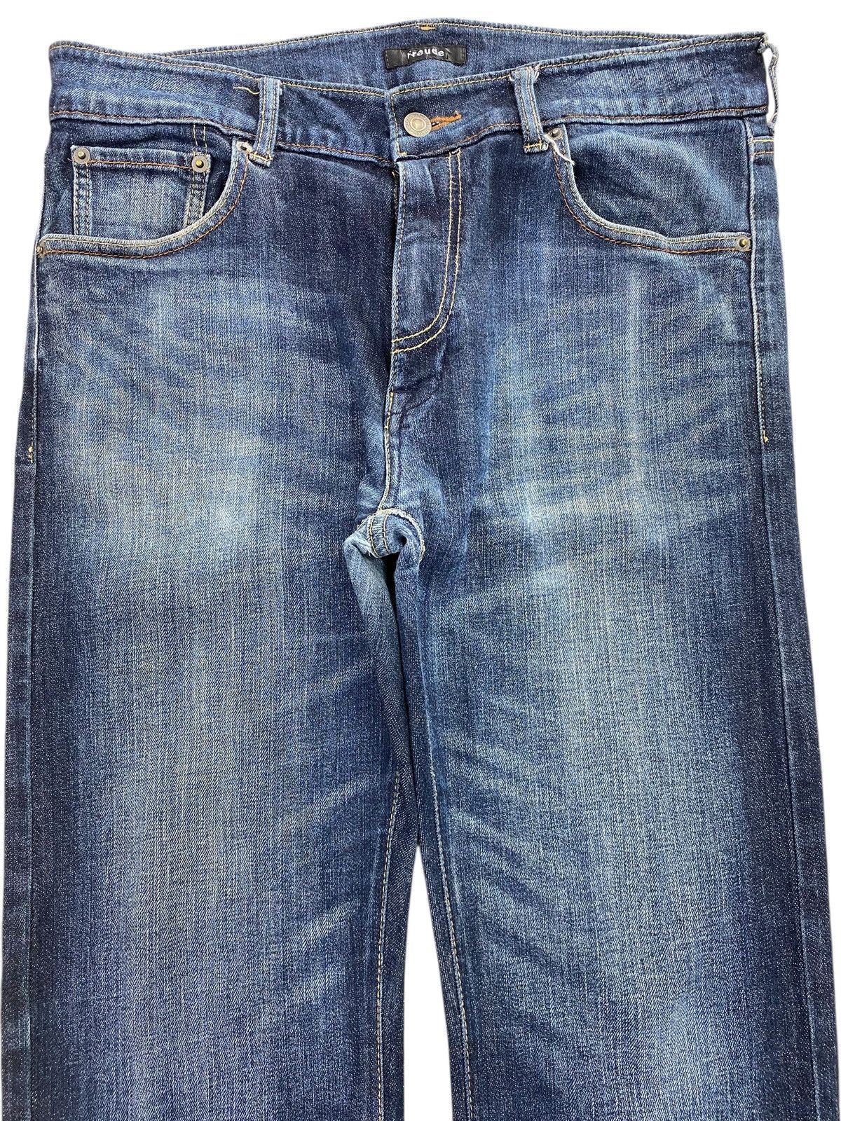 Japanese Brand Freudo Blue Wash Whiskered Style Straight Leg Jeans Size US 33 - 2 Thumbnail