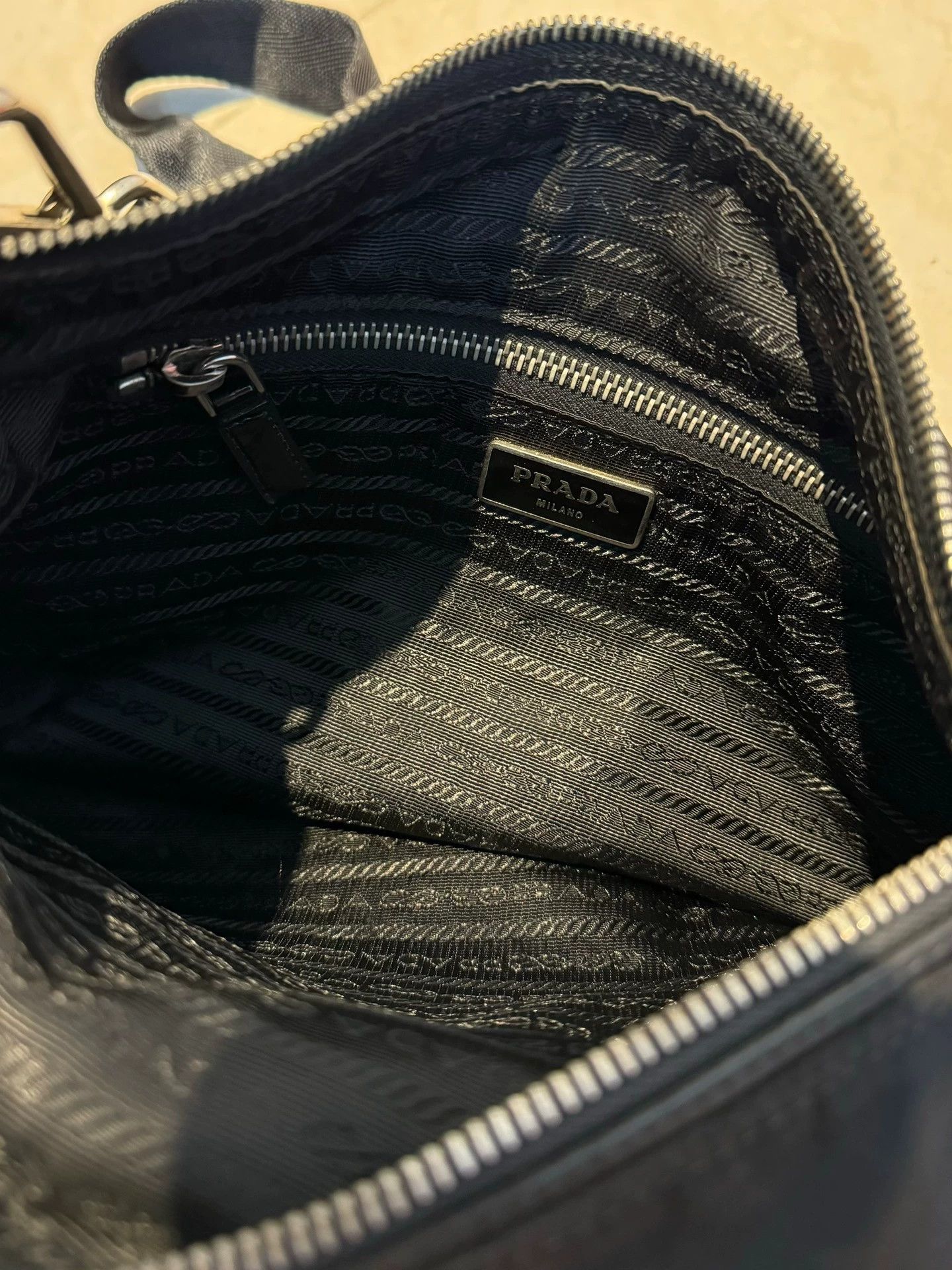 Prada Prada Black Nylon Logo Messenger Bag Silver Buckle Size ONE SIZE - 5 Thumbnail