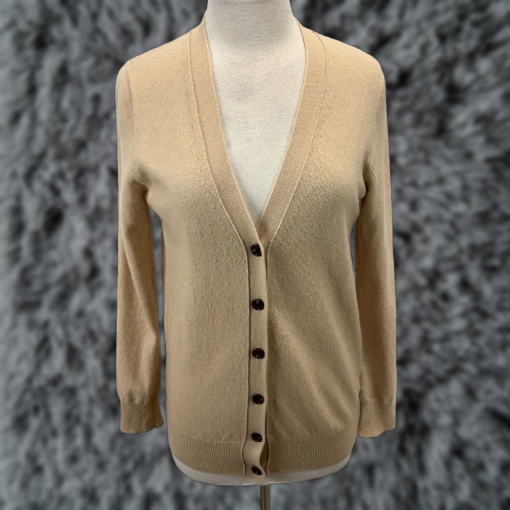 J.Crew J.CREW VINTAGE Wool Cashmere Cardigan Sweater Women’s Small Tan Preppy Minimal Size S / US 4 / IT 40 - 1 Thumbnail