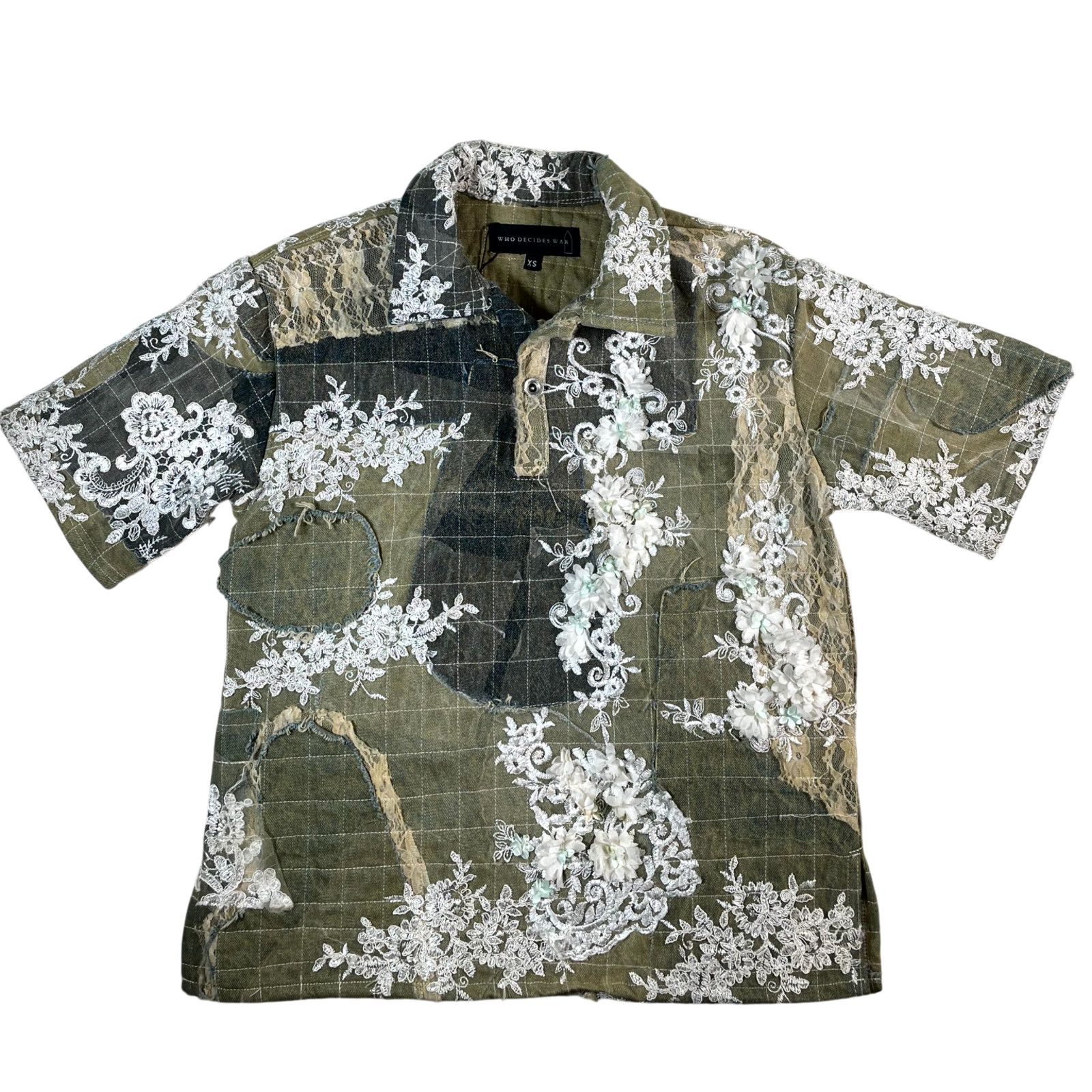 Who Decides War Who Decides War Patchwork Denim Beige Polo Shirt Size US XS / EU 42 / 0 - 1 Thumbnail