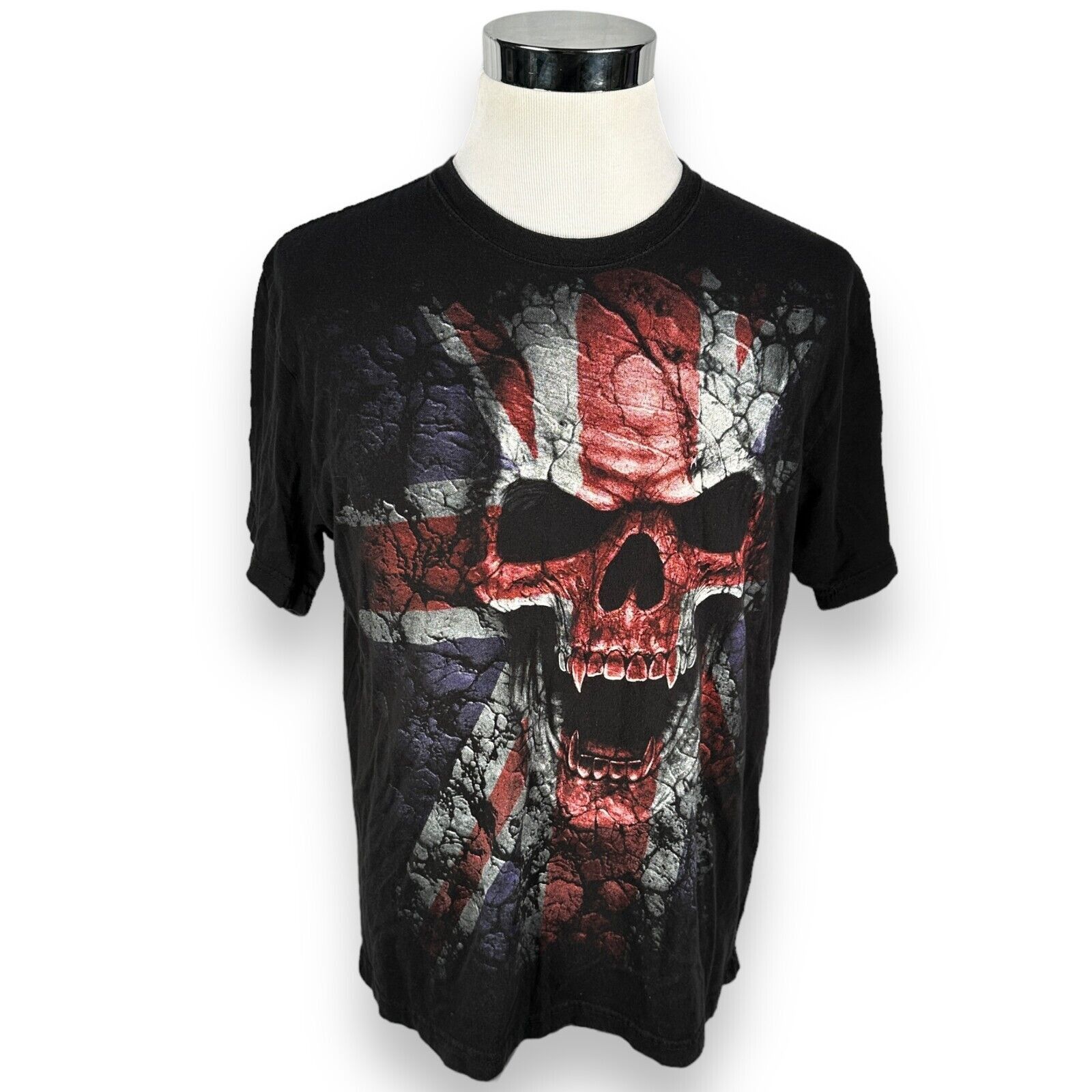 The Unbranded Brand Vintage Spiral T-Shirt Men Large Black Cotton Horror UK Flag Size US L / EU 52-54 / 3 - 1 Thumbnail
