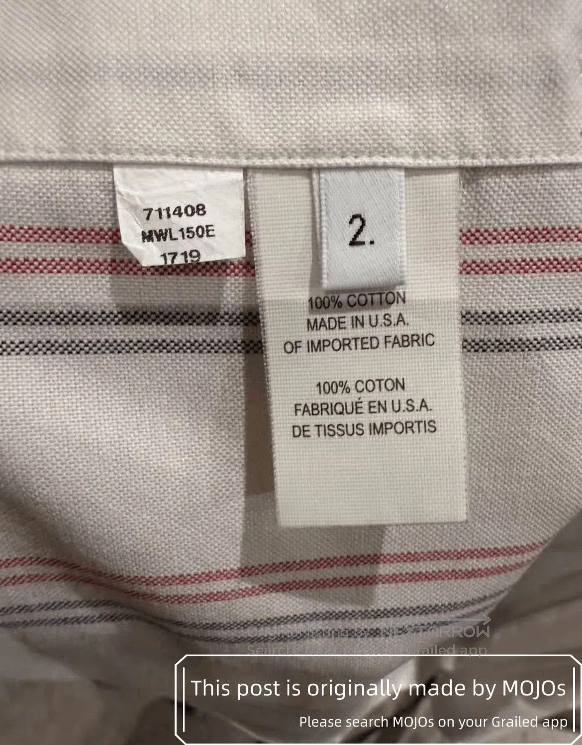 Thom Browne Sz 2 Thom Browne Double Sleeves Stripe Pattern White Shirt. Size US M / EU 48-50 / 2 - 5 Thumbnail
