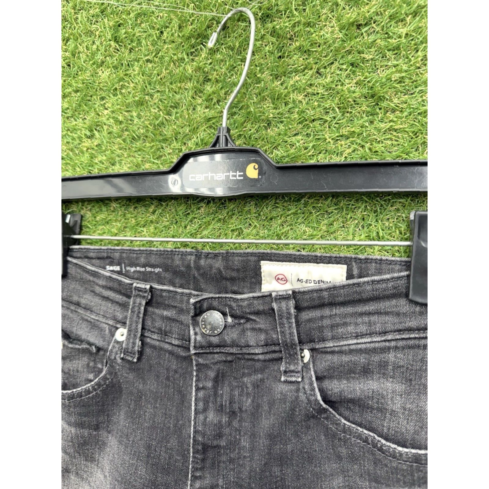 Vintage AG Adriano Goldschmied Jeans Womens 26 Black Denim High Rise Wide Leg 26x30 Jeans Size 26" / US 2 / IT 38 - 5 Thumbnail