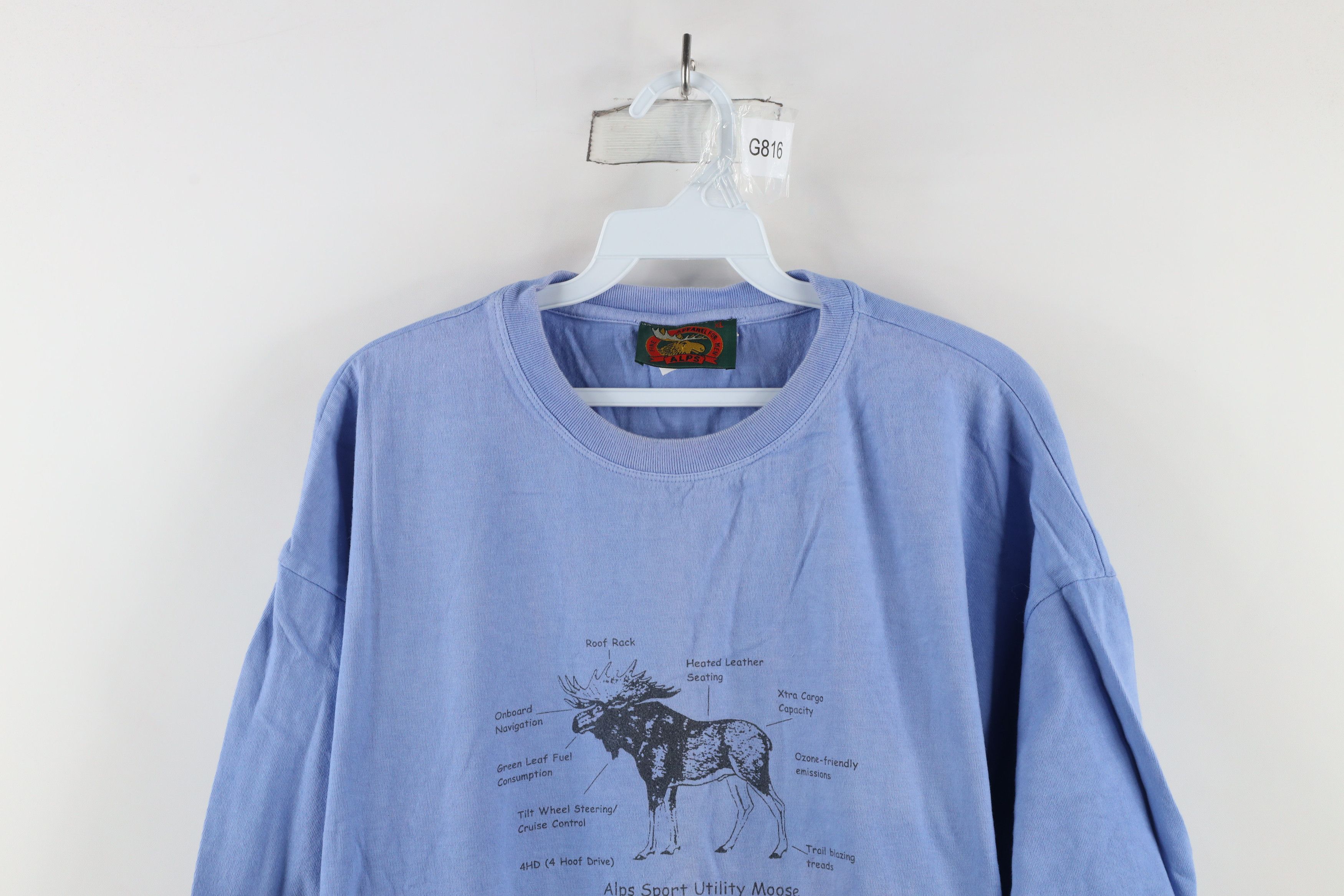 Vintage Vintage 90s Streetwear Out Moose Short Sleeve T-Shirt Blue Size US XL / EU 56 / 4 - 2 Thumbnail
