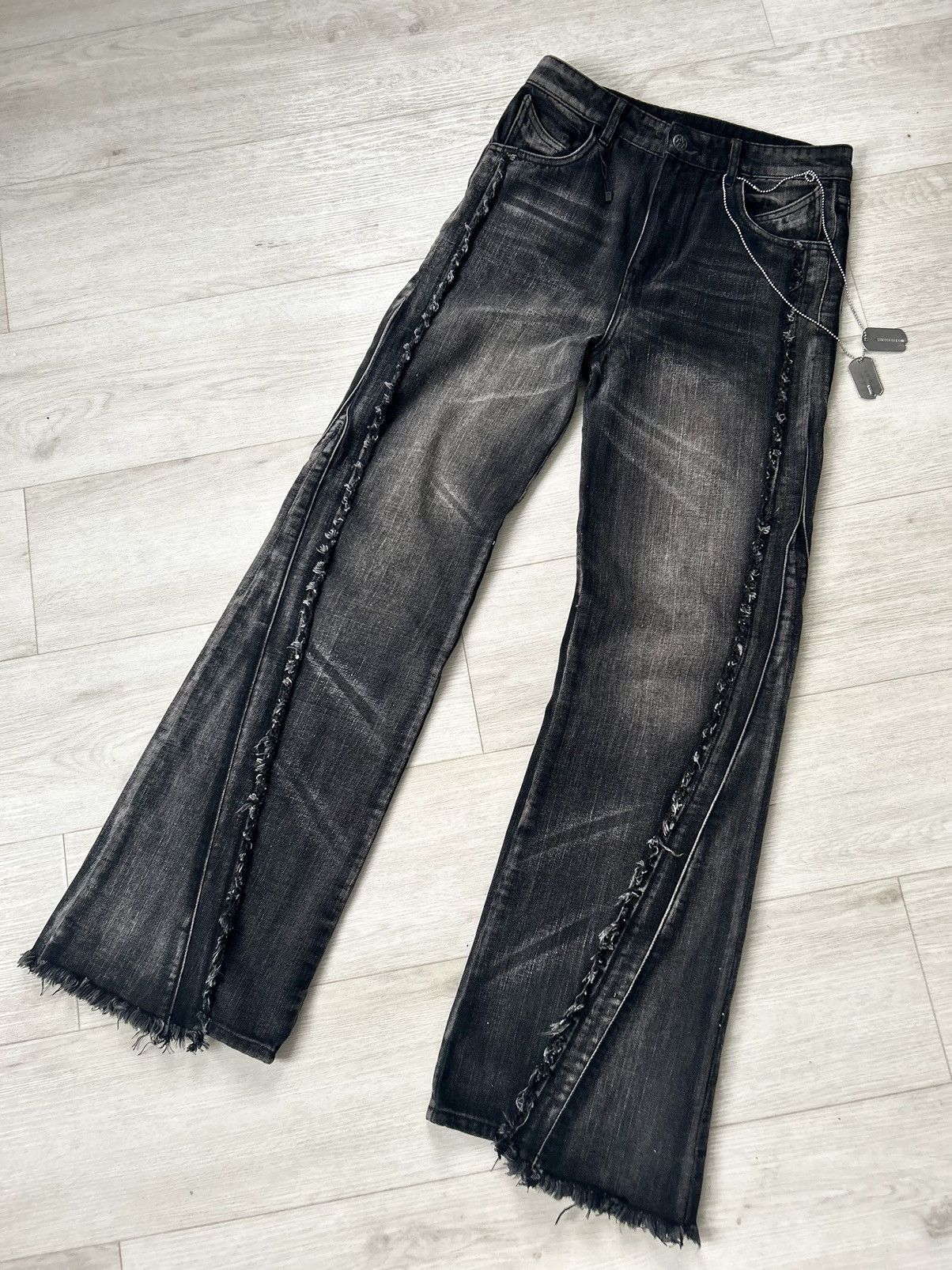 image of Vintage Teardrop Cut Denim Gun Smoke Grey in Black, Men's (Size 31)