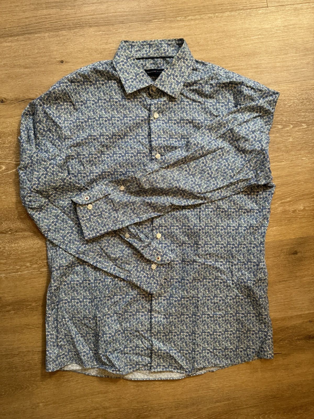 Tommy Hilfiger × Tommy Jeans × Vintage Floral All Over Print Tommy Button Up Dress Shirt Size US XL / EU 56 / 4 - 5 Thumbnail
