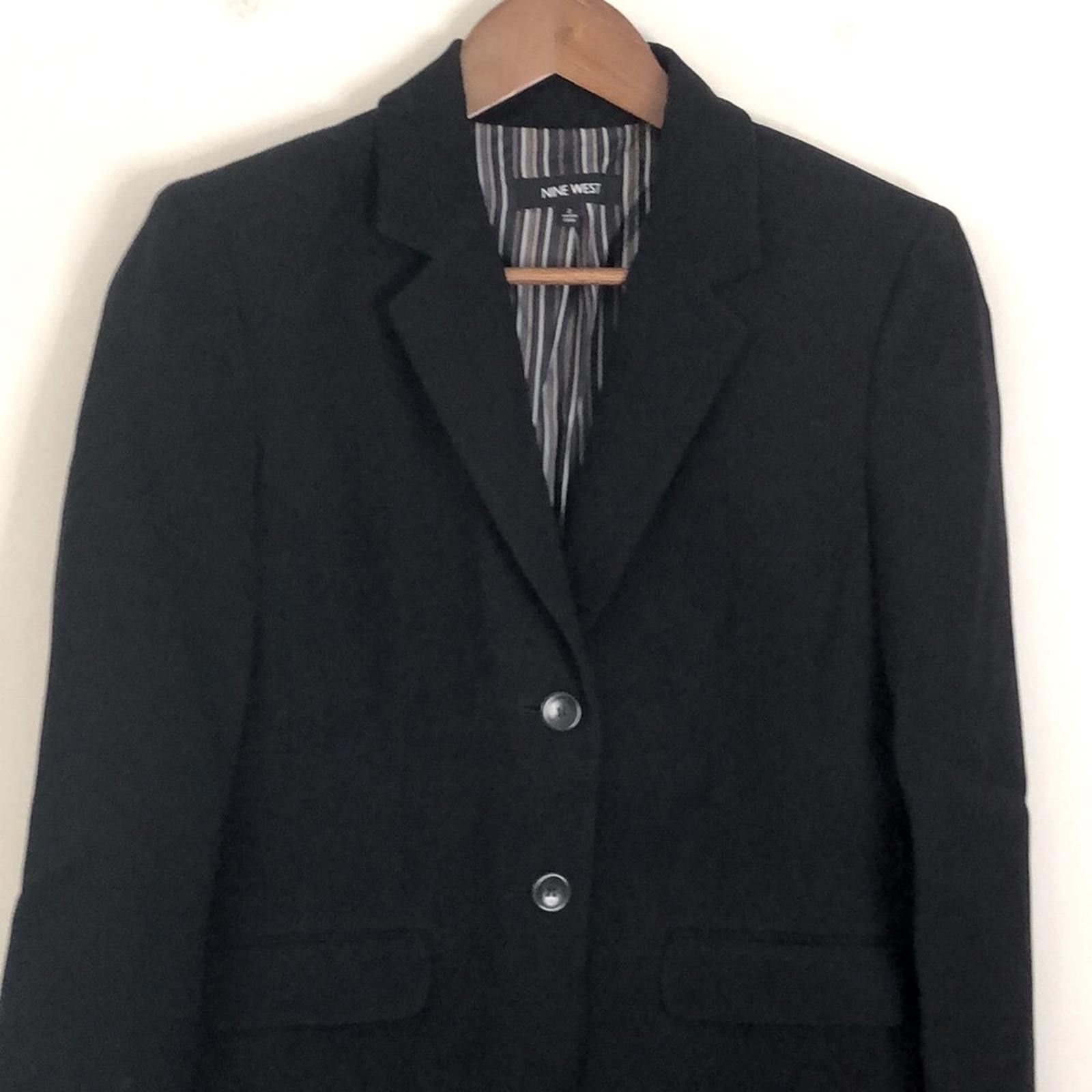 Nine West Nine West Black Blazer striped lined V neck button up SZ 2 Size XS / US 0-2 / IT 36-38 - 2 Thumbnail
