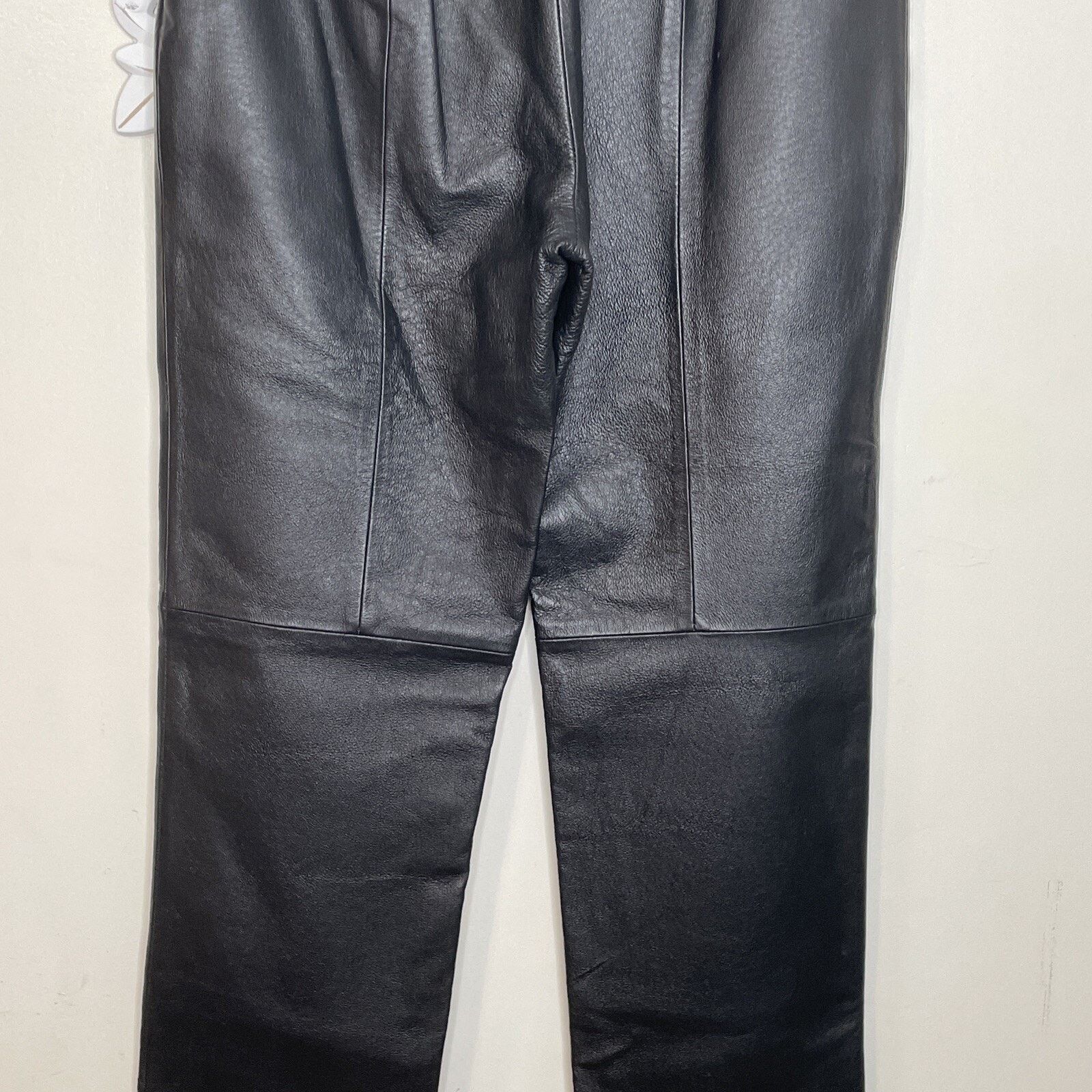 Other CLIO Leather Pants 8 Side Zip & Button Polyester Lined BLACK Size 30" / US 8 / IT 44 - 10 Thumbnail