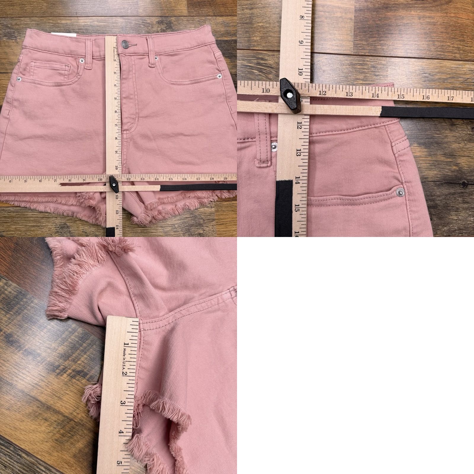 Vintage Sneak Peek Shorts Womens L Pink High Rise Denim Cut Off Size 36" / US 14 / IT 50 - 8 Thumbnail