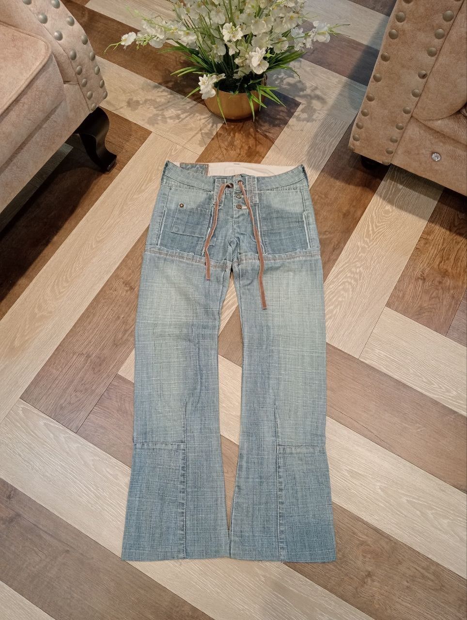 Marithe + Francois Girbaud MARITHE FRANCOIS GIRBAUD BANDAGE DENIM FLARED PANTS Size 29" - 1 Thumbnail