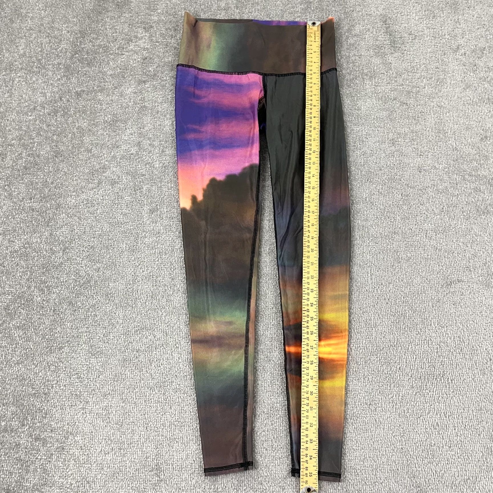 Vintage Teeki Leggings Womens Small 26 x 27.5 Skinny Tight Leg Art Sunset Cloud Abstract Size 28" / US 6 / IT 42 - 2 Thumbnail