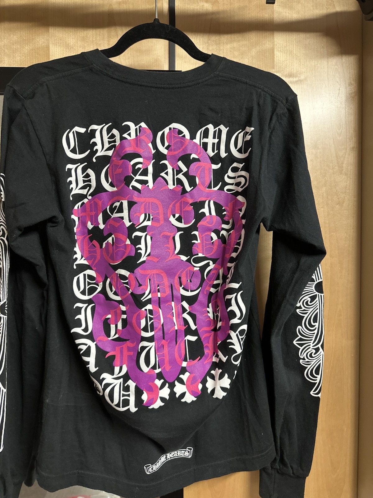 image of Chrome Hearts Purple Dagger Long Sleeve in Black, Men's (Size Small)