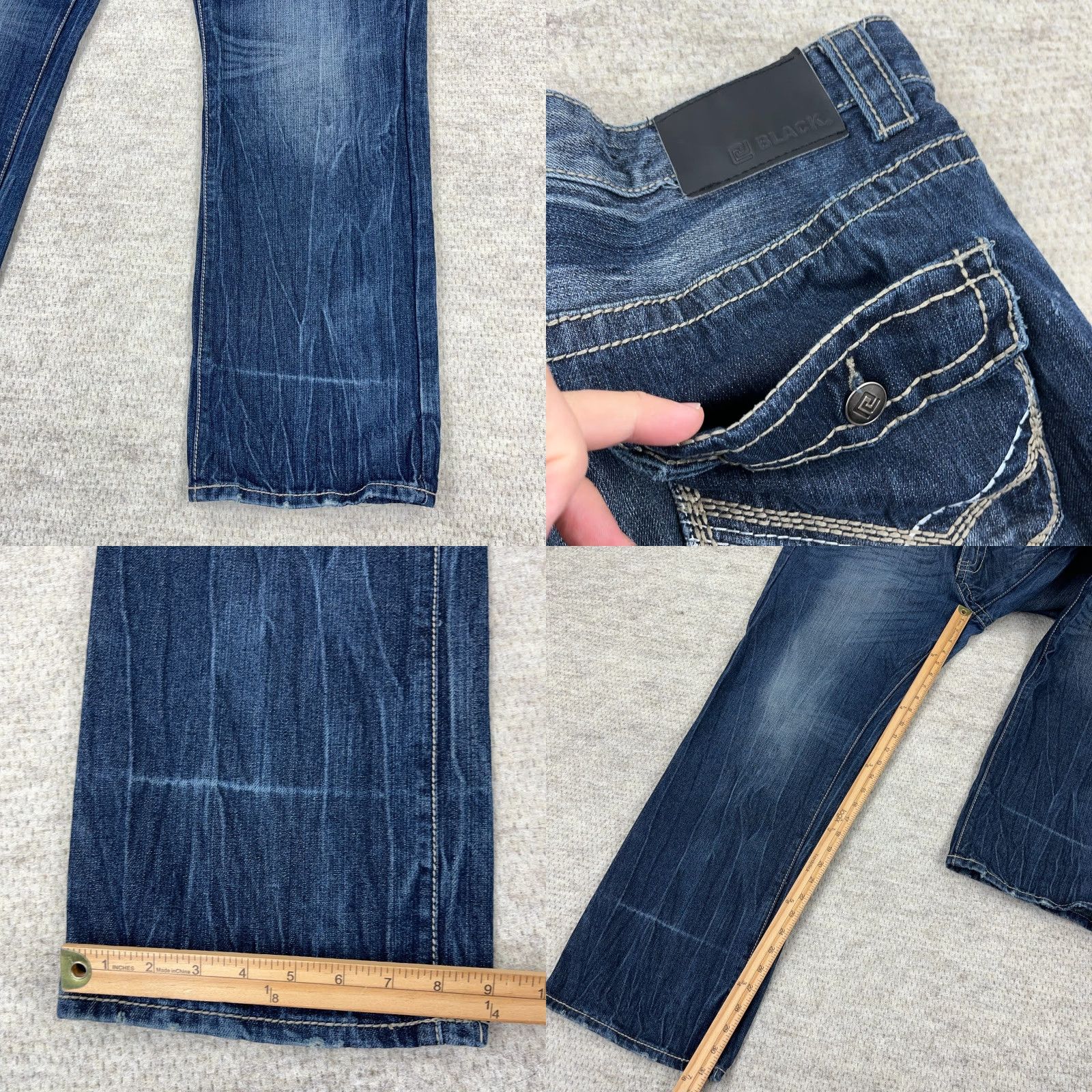 Vintage Black Jeans Men 38x32 Relaxed Straight 5-Pocket Embroidered Blue Denim Cotton Polyester Spandex Mid Rise Casual All Seasons Mens Jeans Size US 38 / EU 54 - 8 Thumbnail