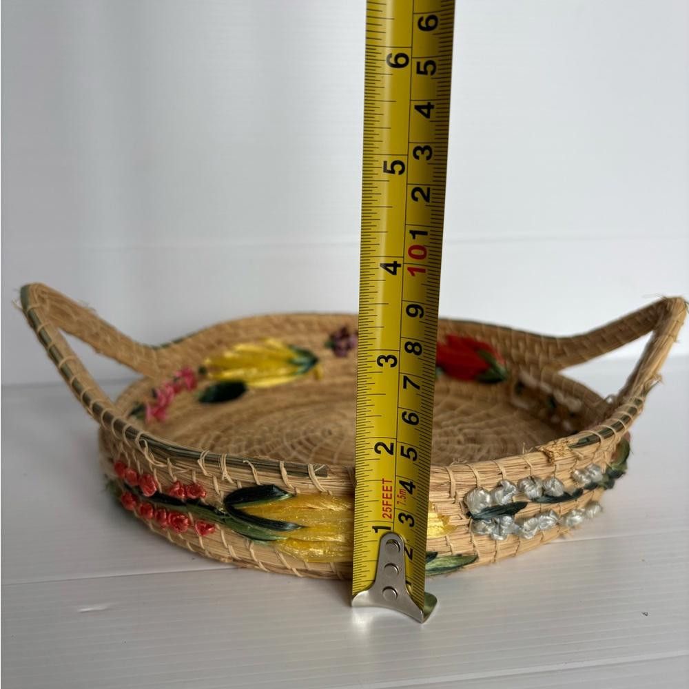 Designer Vintage Hand-Woven Flower Basket in Straw/Wicker Size ONE SIZE - 4 Thumbnail