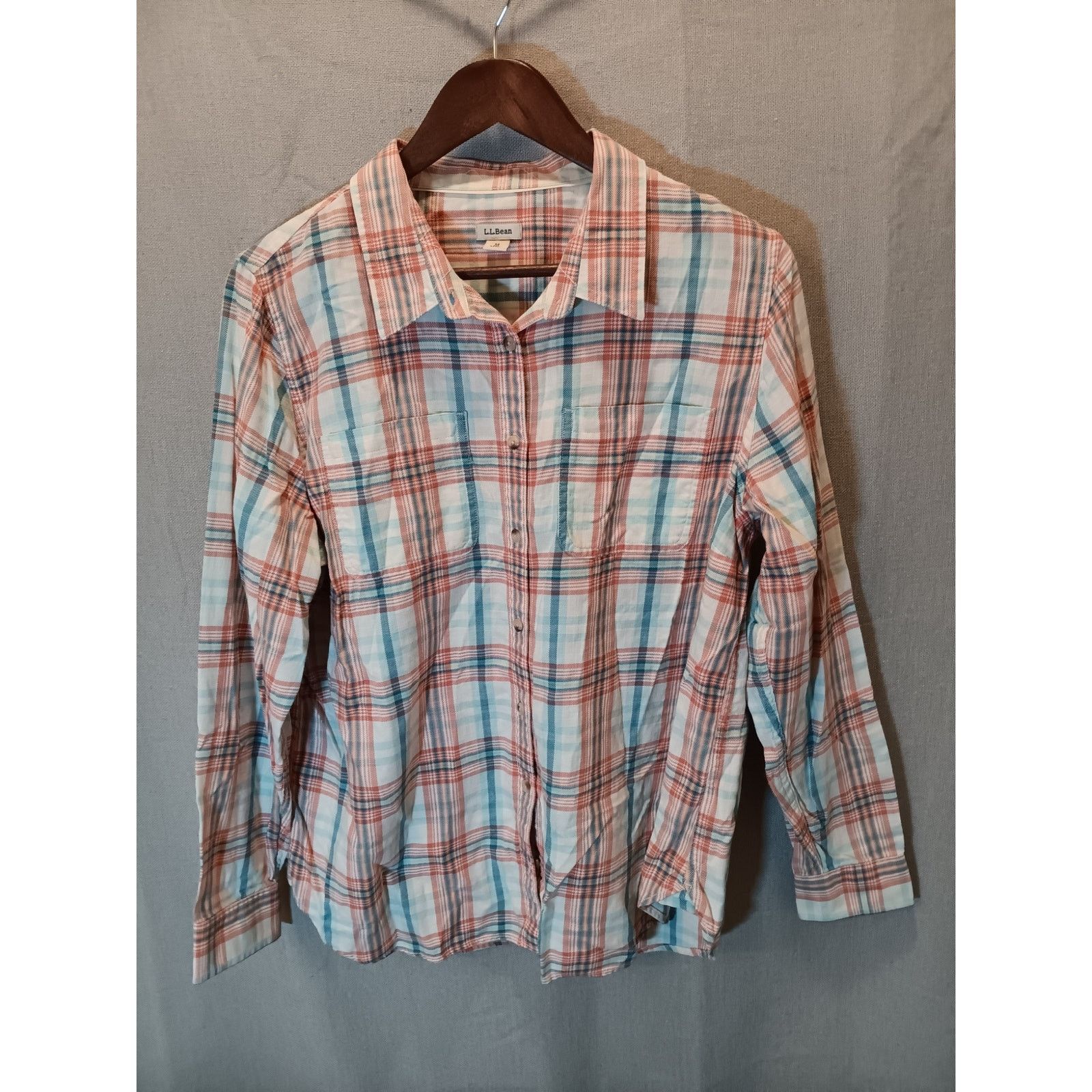 L.L. Bean LL Bean Medium Plaid Shirt Men’s White Orange Button-Up Size US M / EU 48-50 / 2 - 1 Thumbnail