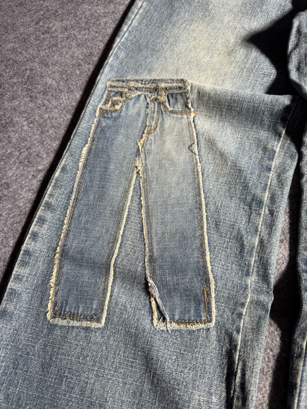 Beauty Beast × Japanese Brand Ignition Trompe L’oeil Pants On Pants Patched Denim Jeans Size US 27 - 5 Thumbnail