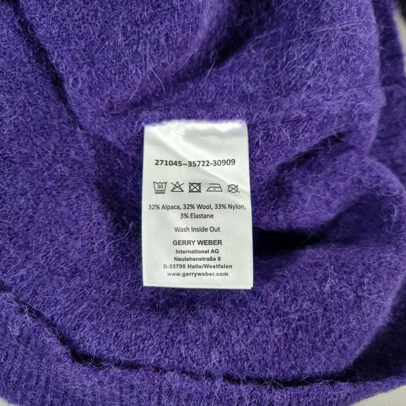 Gerry Weber Gerry Weber Jumper Purple 12 UK Angora Wool Knit Pullover Wool Angora Elastane Round Neck Long Sleeve Casual Winter 12 Womens Pullover Mens Girls Size XL / US 12-14 / IT 48-50 - 6 Thumbnail