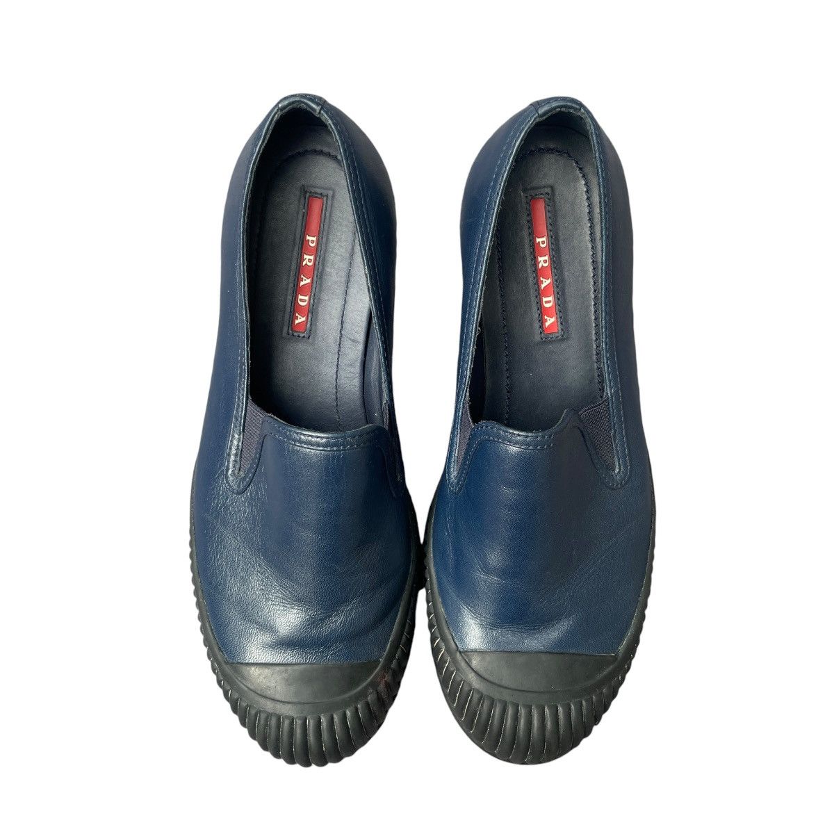 Prada Prada - Military Inspired Navy Blue Leather Slipons Size US 5.5 / IT 35.5 - 1 Thumbnail