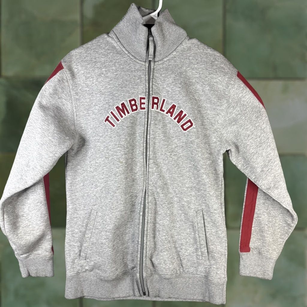 Timberland Timberland Sweatshirt Mens Large Gray Full Zip Fleece Stand Collar Logo Embroidered Graphic Print Pockets Heavyweight Cotton Blend Regular Fit Fall Size US L / EU 52-54 / 3 - 1 Thumbnail